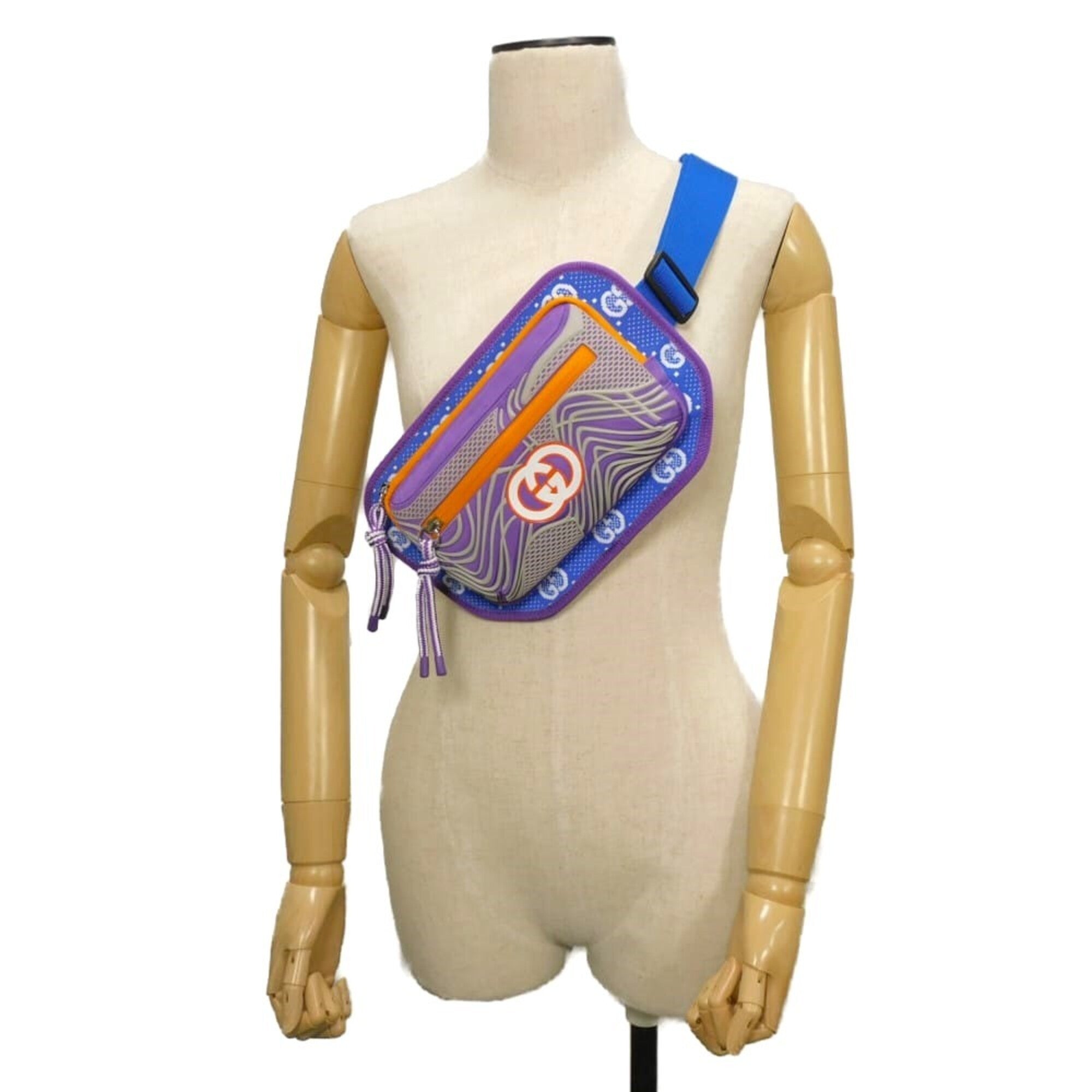Gucci Blue Gray Orange Nylon Jersey Fanny Pack (Pre-Owned)