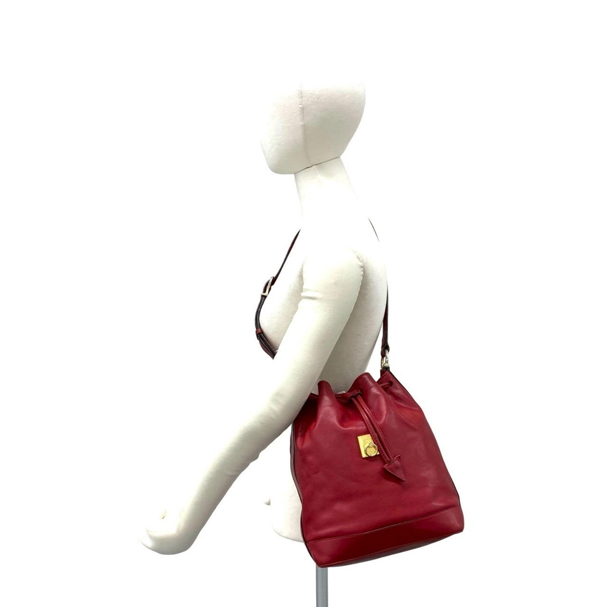 Celine Red Color Leather Shoulder Bag Tote Bag (Pre-Owned)