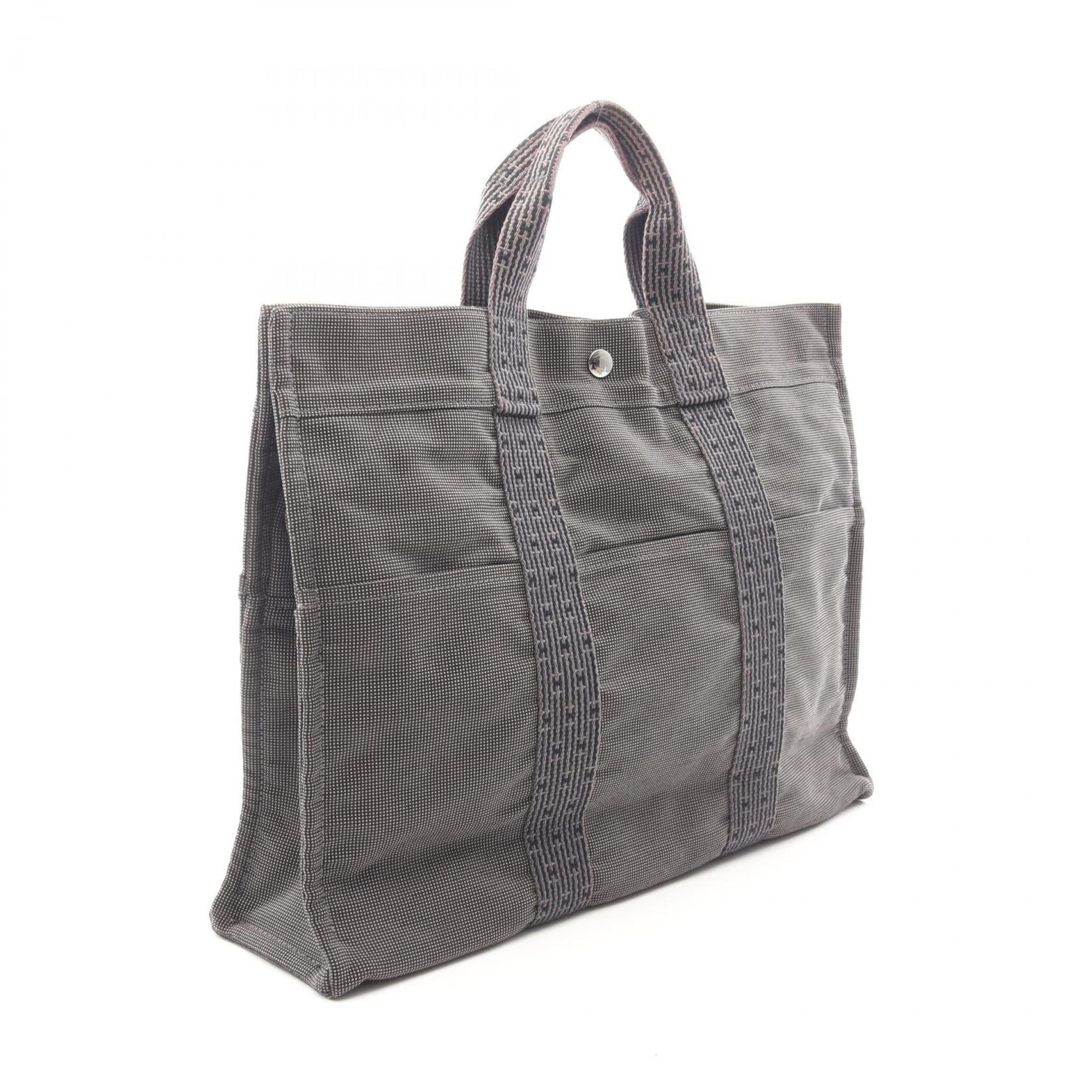 Hermes Gray Nylon Canvas Handbag Tote Bag (Pre-Owned)