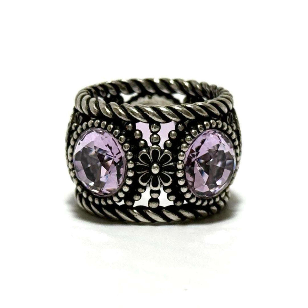 Gucci Silver Rhinestone Silver 925 Band Ring (Pre-Owned)