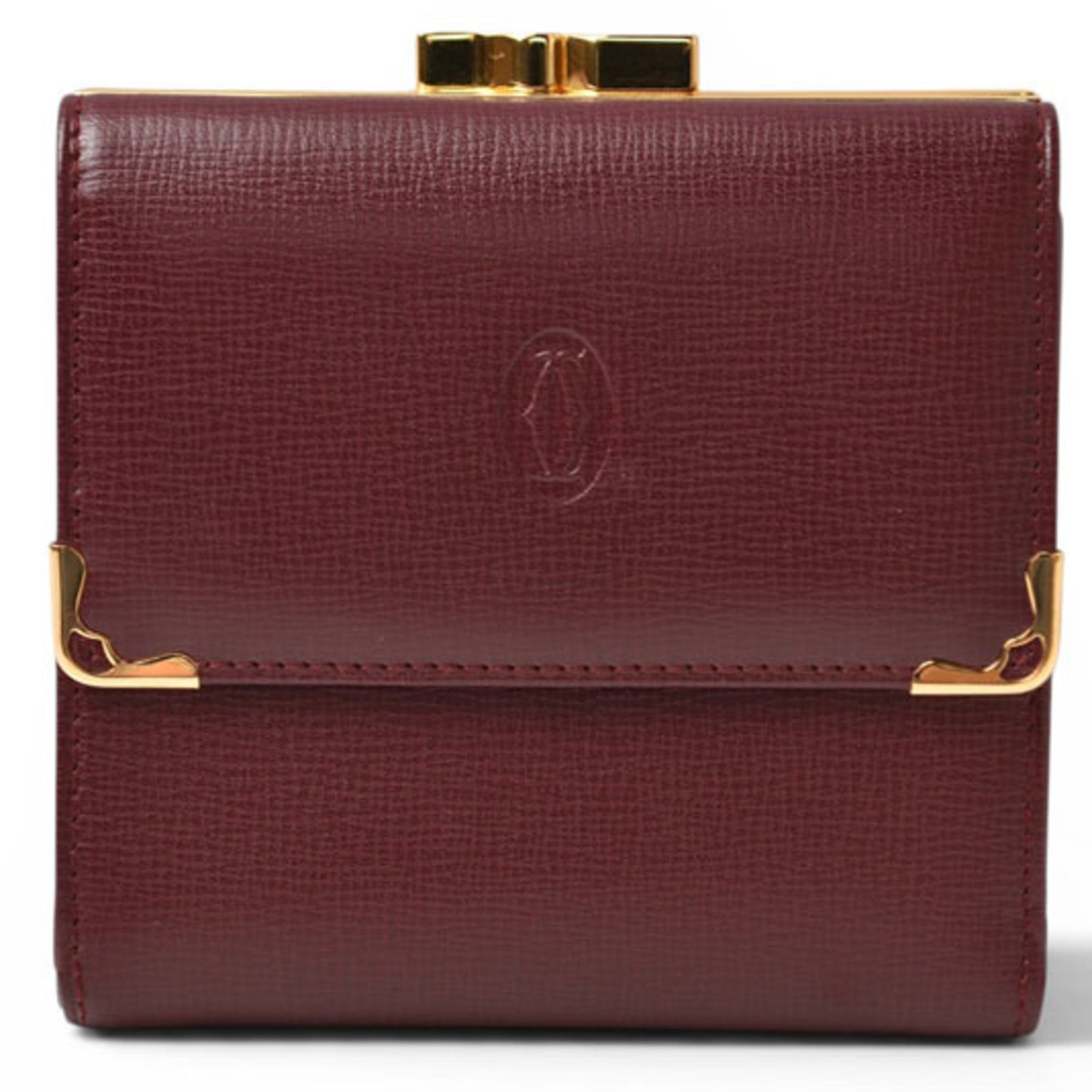 Cartier Bordeaux Leather Wallet (Tri-Fold) (Pre-Owned)
