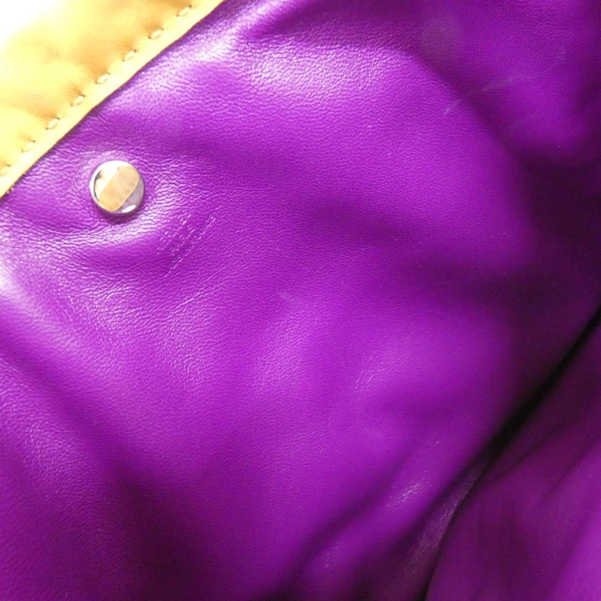 Hermes Beige Violet Agneau Milo Swift Leather Handbag Pouch (Pre-Owned)