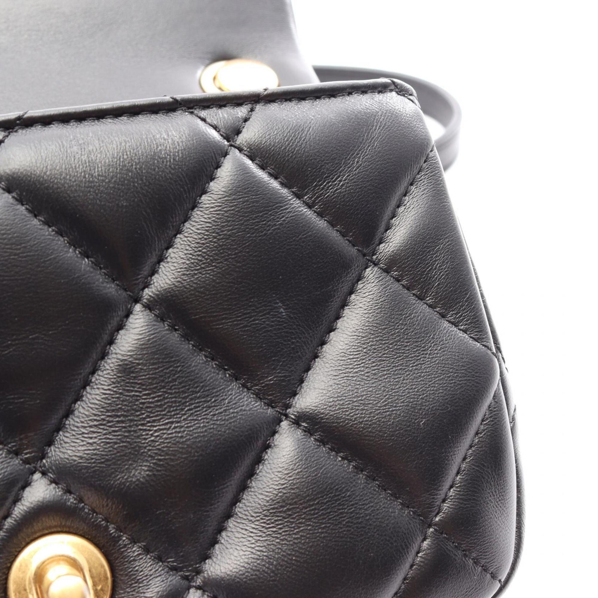 Chanel Matelasse Black Leather Handbag Shoulder Bag (Pre-Owned)