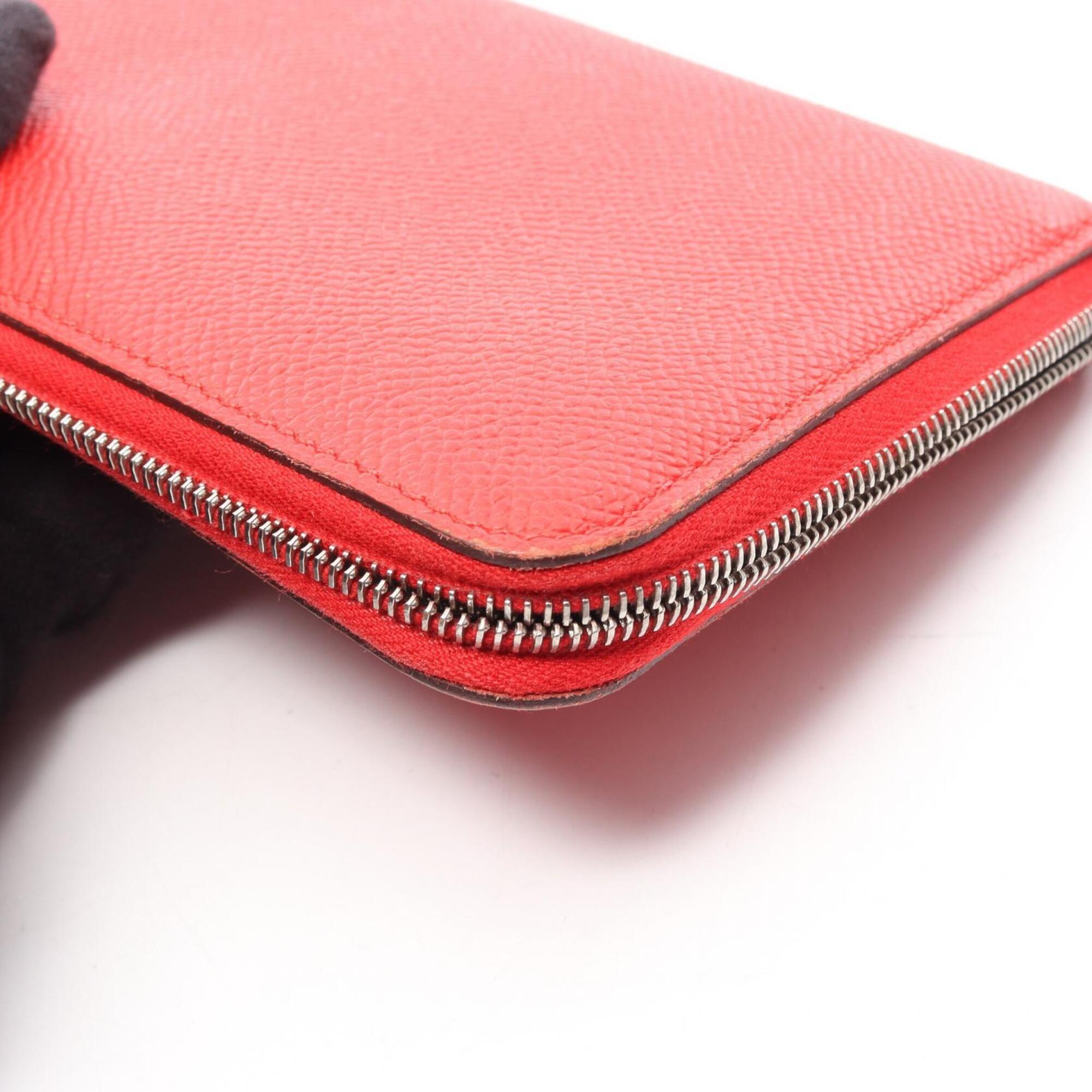 Hermes Red Color Epsom Leather Long Wallet (Bi-Fold) (Pre-Owned)