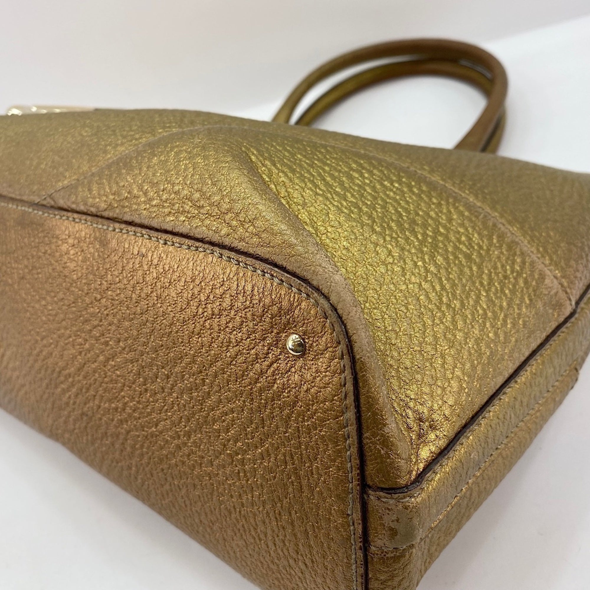 Gucci Horsebit Gold Leather Handbag (Pre-Owned)