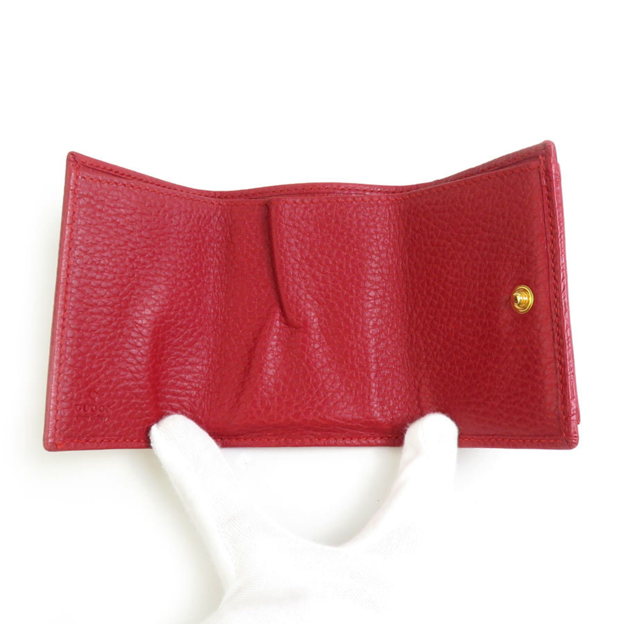 Gucci Red Color Leather Wallet (Tri-Fold) (Pre-Owned)