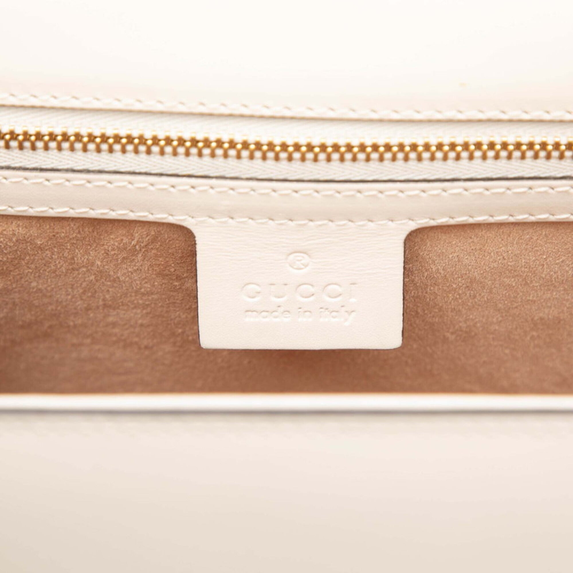 Gucci Sherry Line White Leather Handbag Shoulder Bag (Pre-Owned)