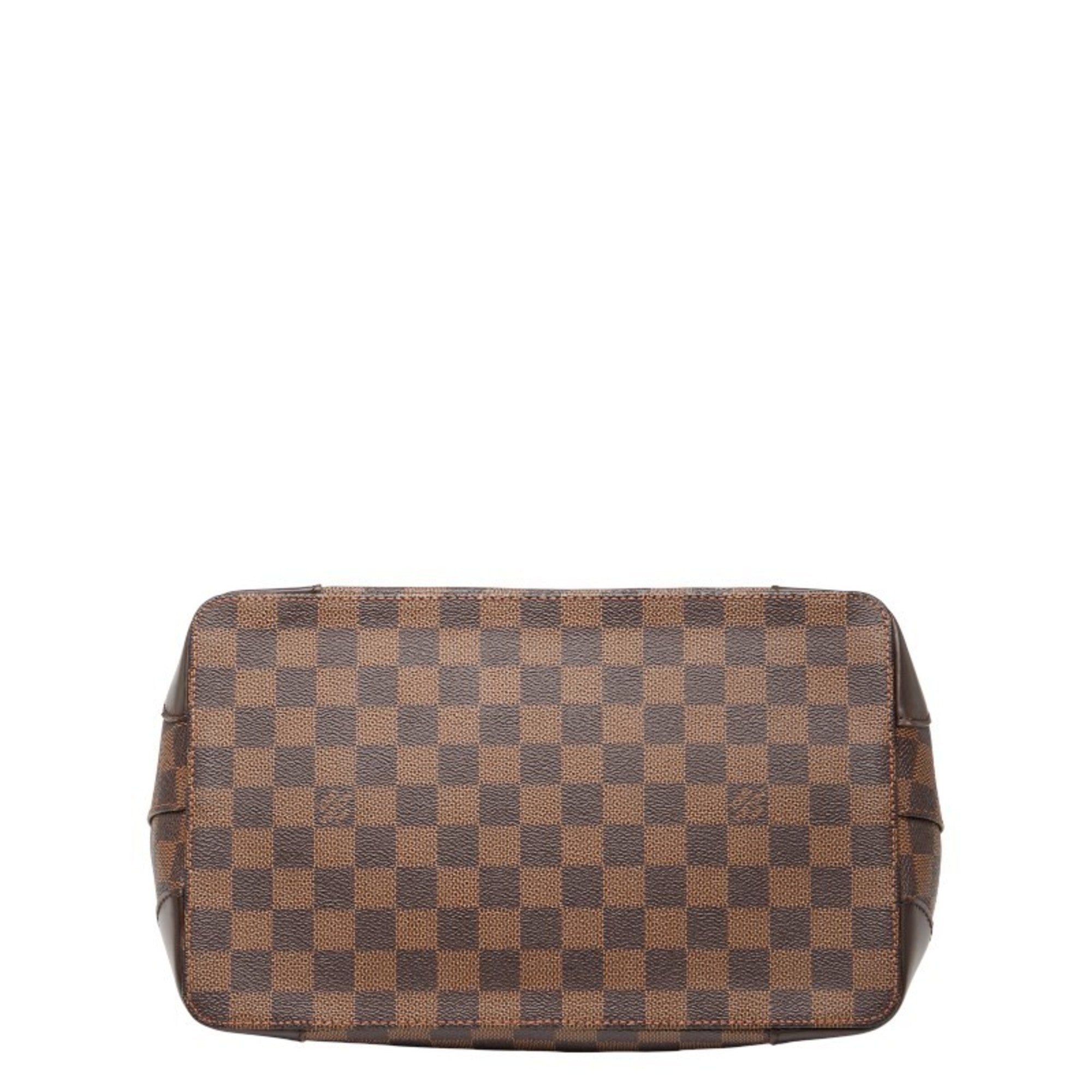 Louis Vuitton Damier Brown Damier Canvas Ebene Leather Handbag Tote Bag (Pre-Owned)