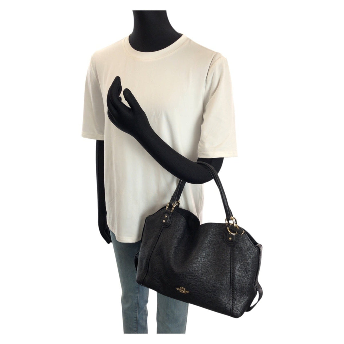 Coach Black Leather Shoulder Bag Tote Bag (Pre-Owned)