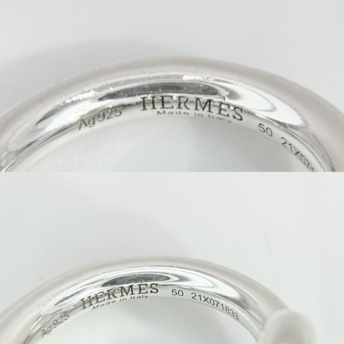 Hermes Silver 925 Band Ring (Pre-Owned)