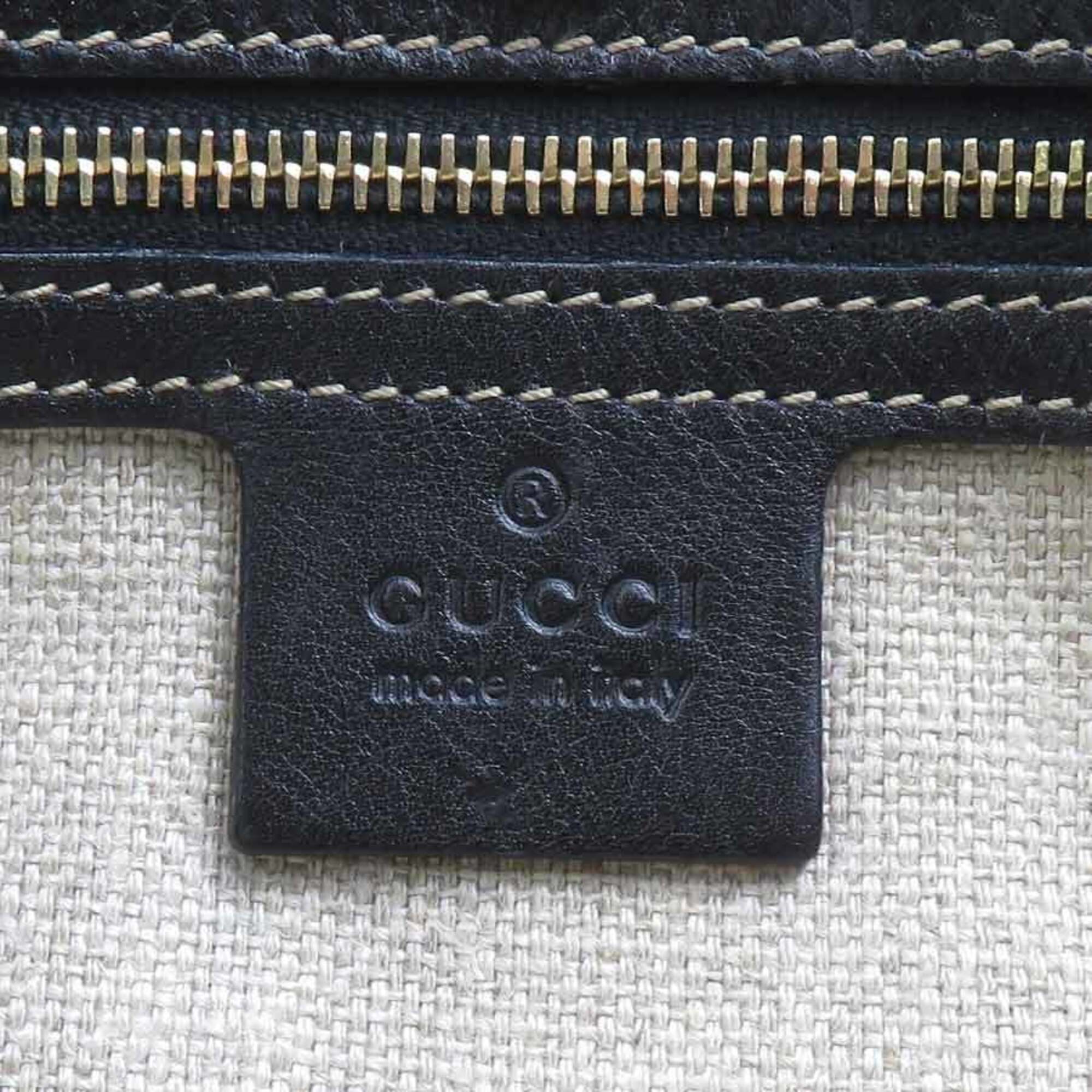 Gucci Black Multi-Color Canvas Leather Handbag (Pre-Owned)