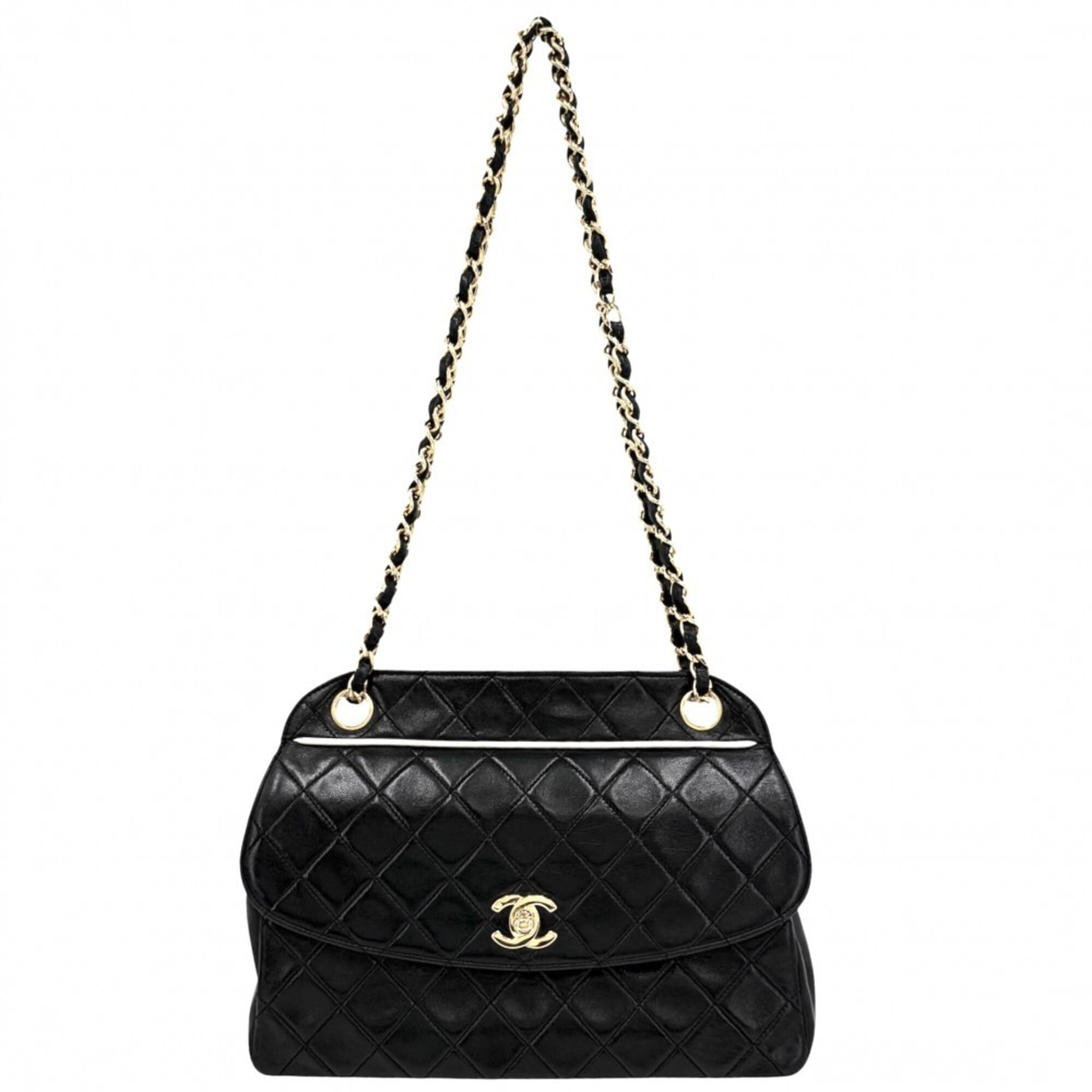 Chanel Matelasse Black Leather Shoulder Bag (Pre-Owned)