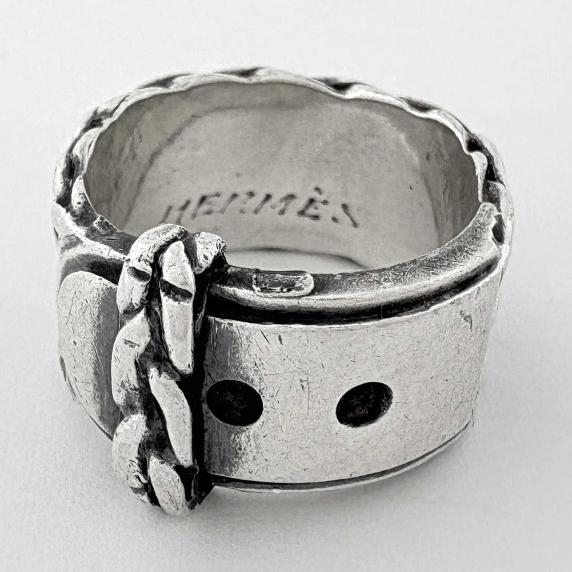 Hermes Silver Silver Band Ring (Pre-Owned)