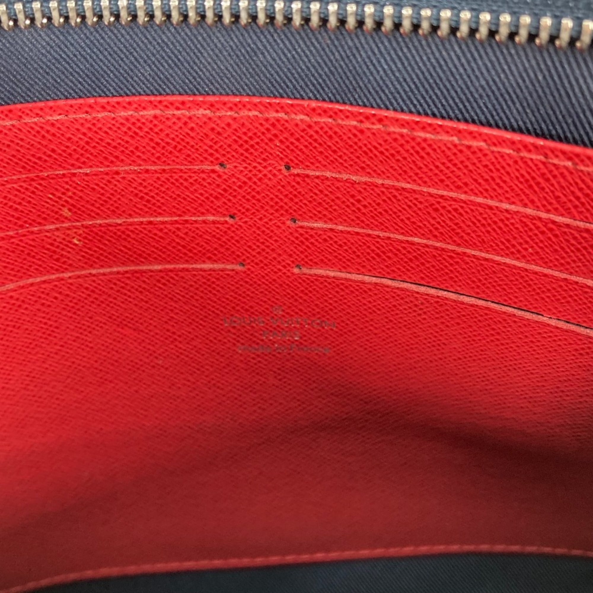 Louis Vuitton Bicolor Navy Navy Blue Red Color Taiga Leather Pochette Pouch (Pre-Owned)