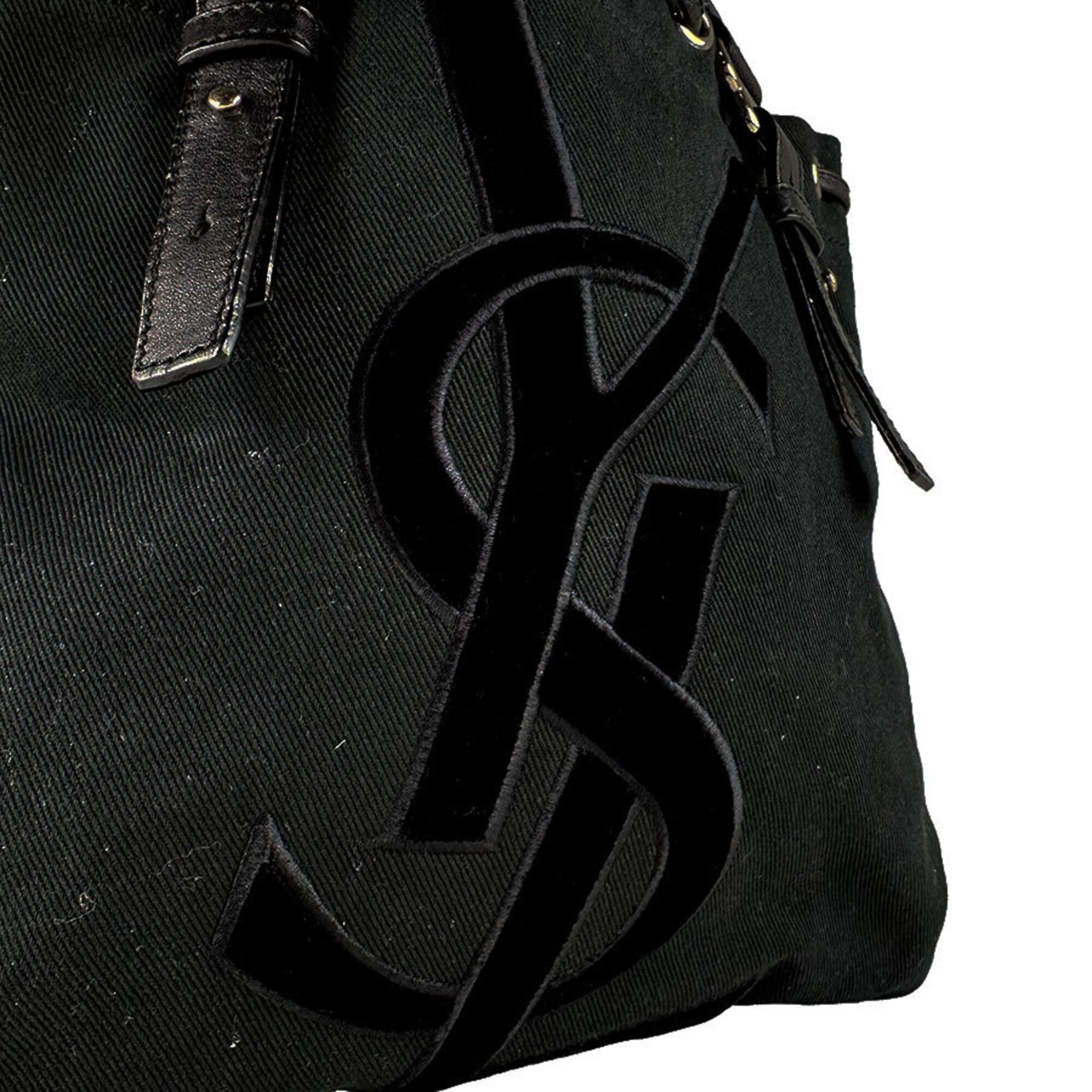 Saint Laurent Black Canvas Handbag (Pre-Owned)