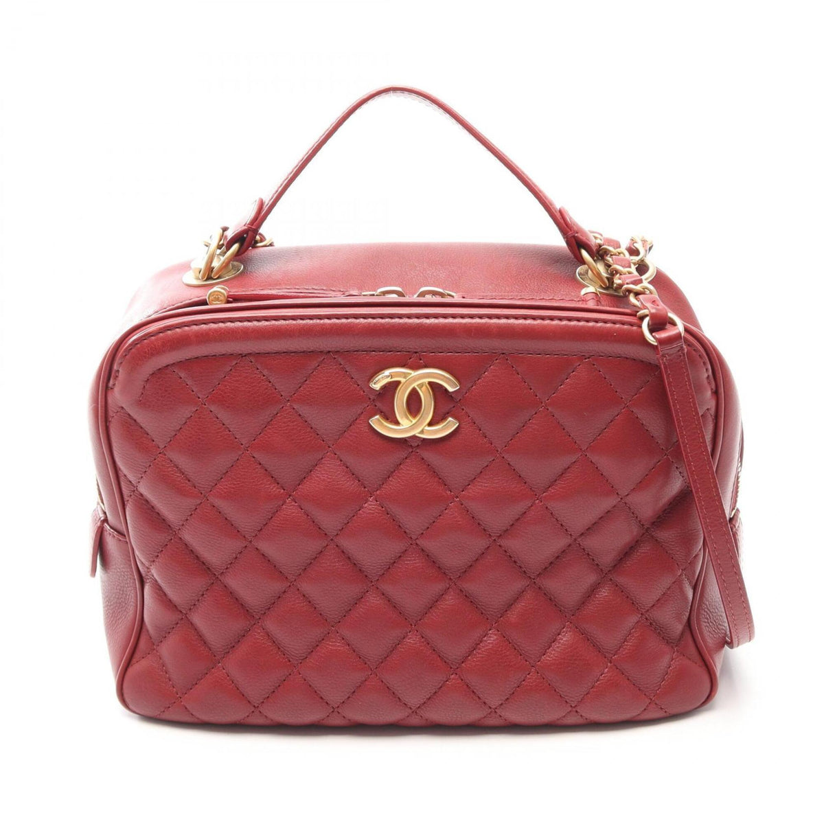 Chanel Red Color Leather Handbag Shoulder Bag (Pre-Owned)