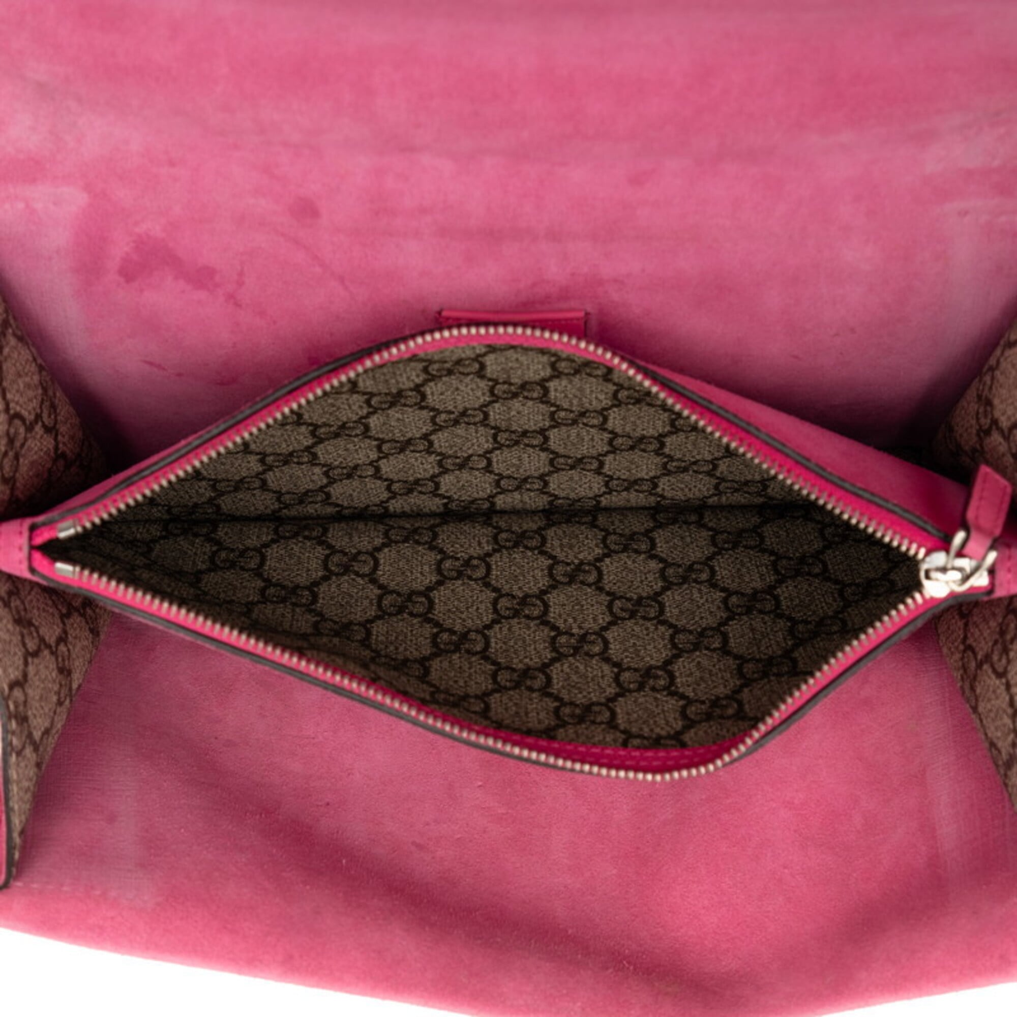 Gucci Beige Pink Pvc Suede Shoulder Bag (Pre-Owned)