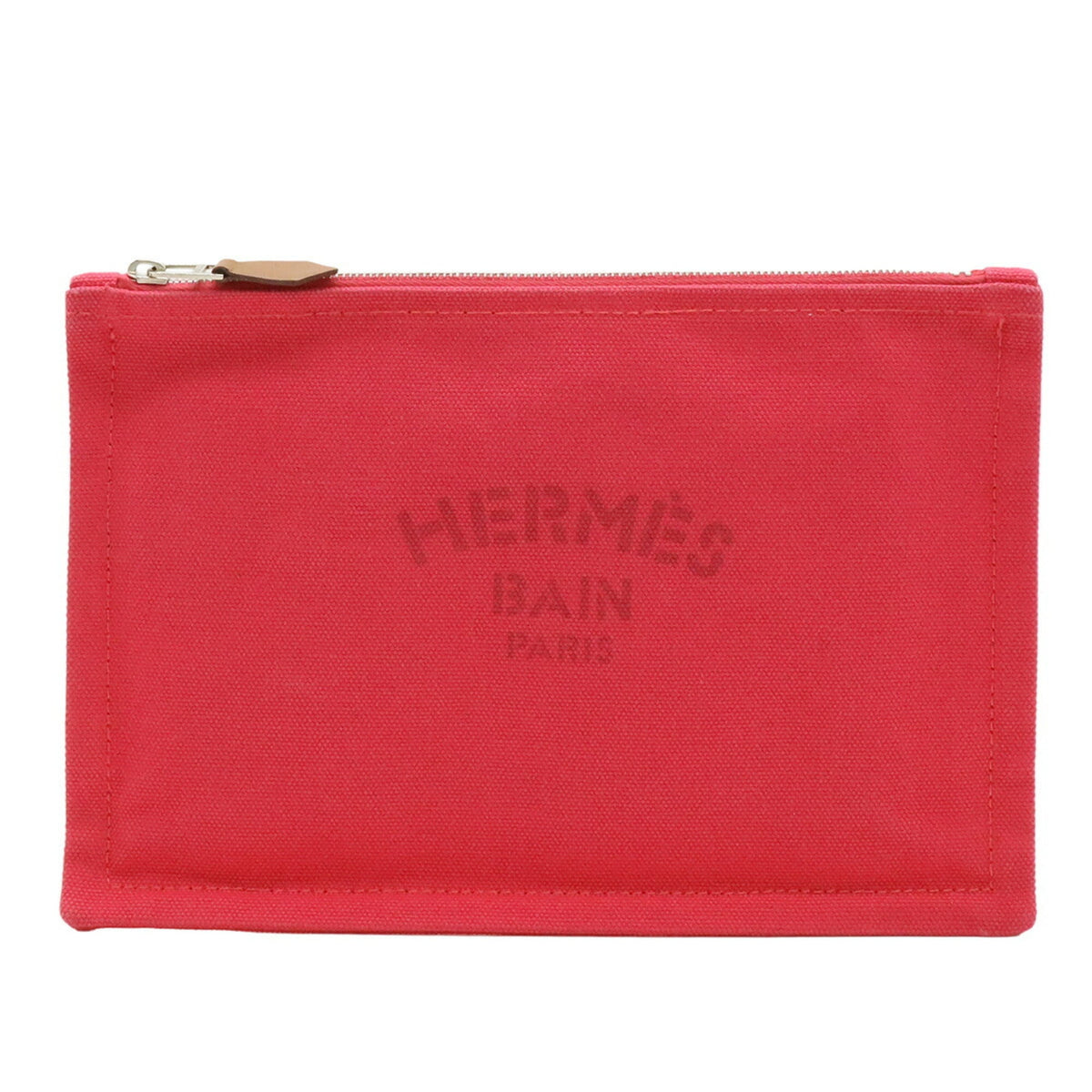 Hermes Pink Canvas Leather Pouch (Pre-Owned)