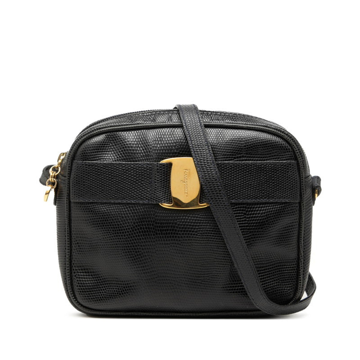 Salvatore Ferragamo Black Leather Shoulder Bag (Pre-Owned)