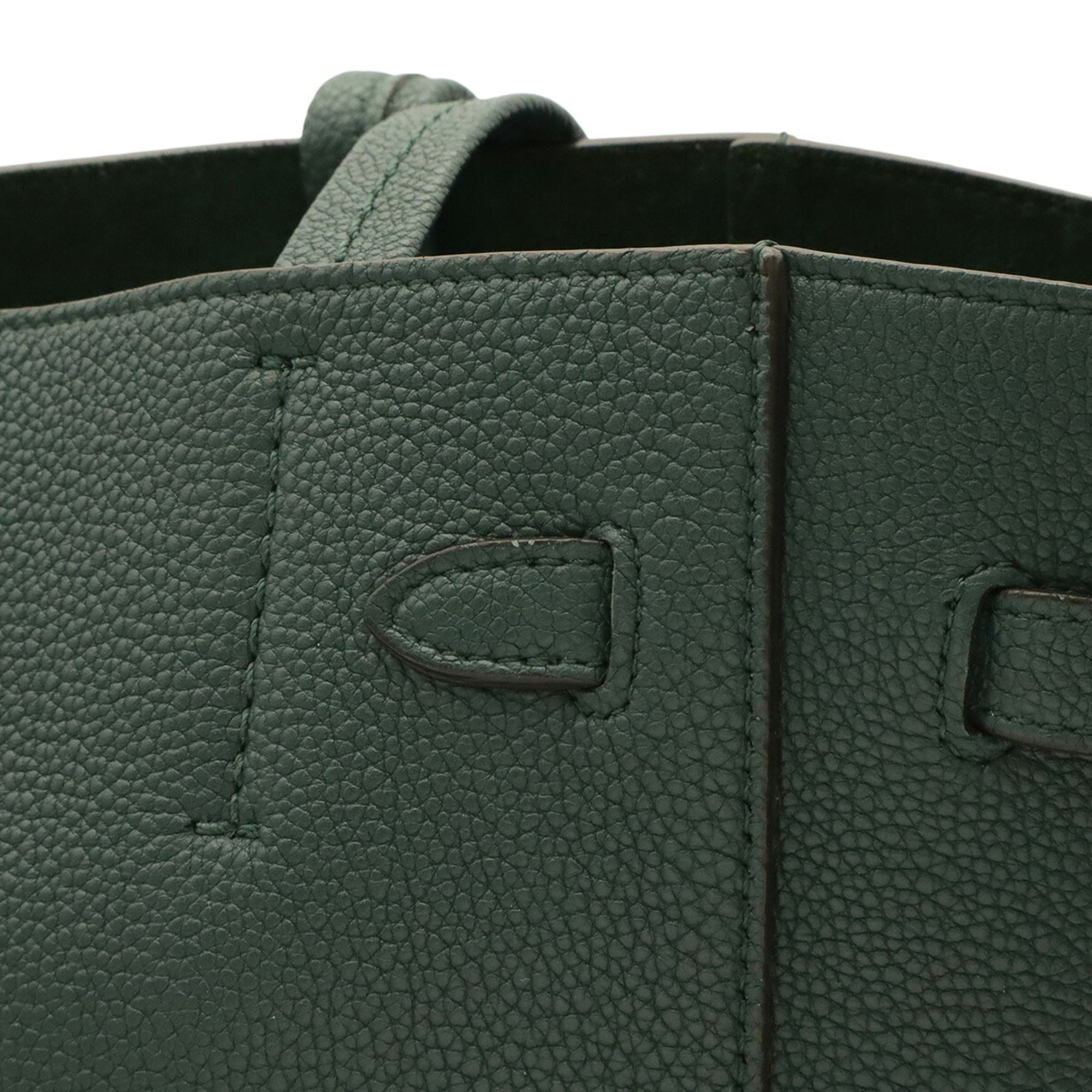 Celine Cabas Dark Green Leather Shoulder Bag Tote Bag (Pre-Owned)