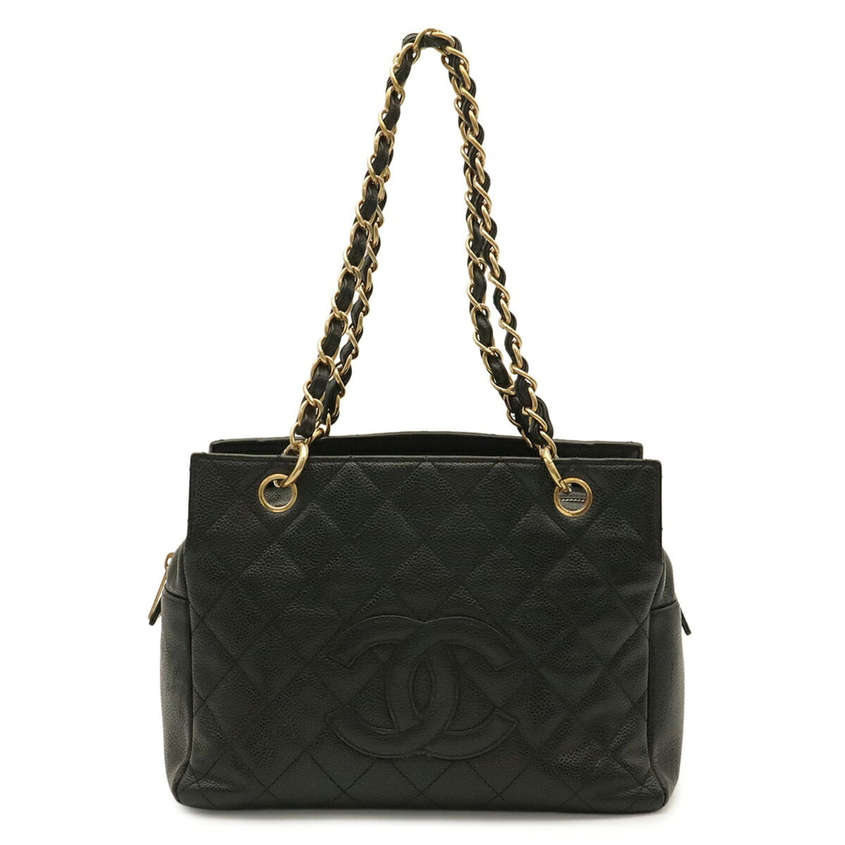 Chanel Matelasse Black Grained Calfskin Shoulder Bag Tote Bag (Pre-Owned)