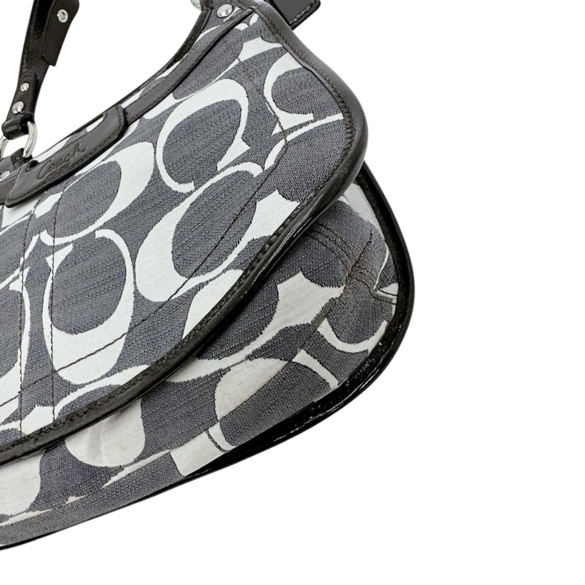 Coach Gray Canvas Shoulder Bag (Pre-Owned)