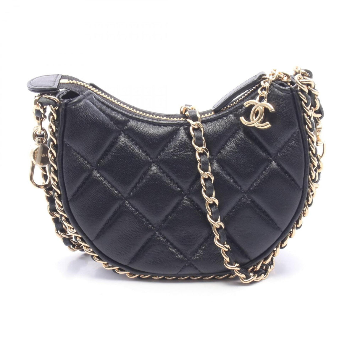 Chanel Black Leather Handbag Shoulder Bag (Pre-Owned)