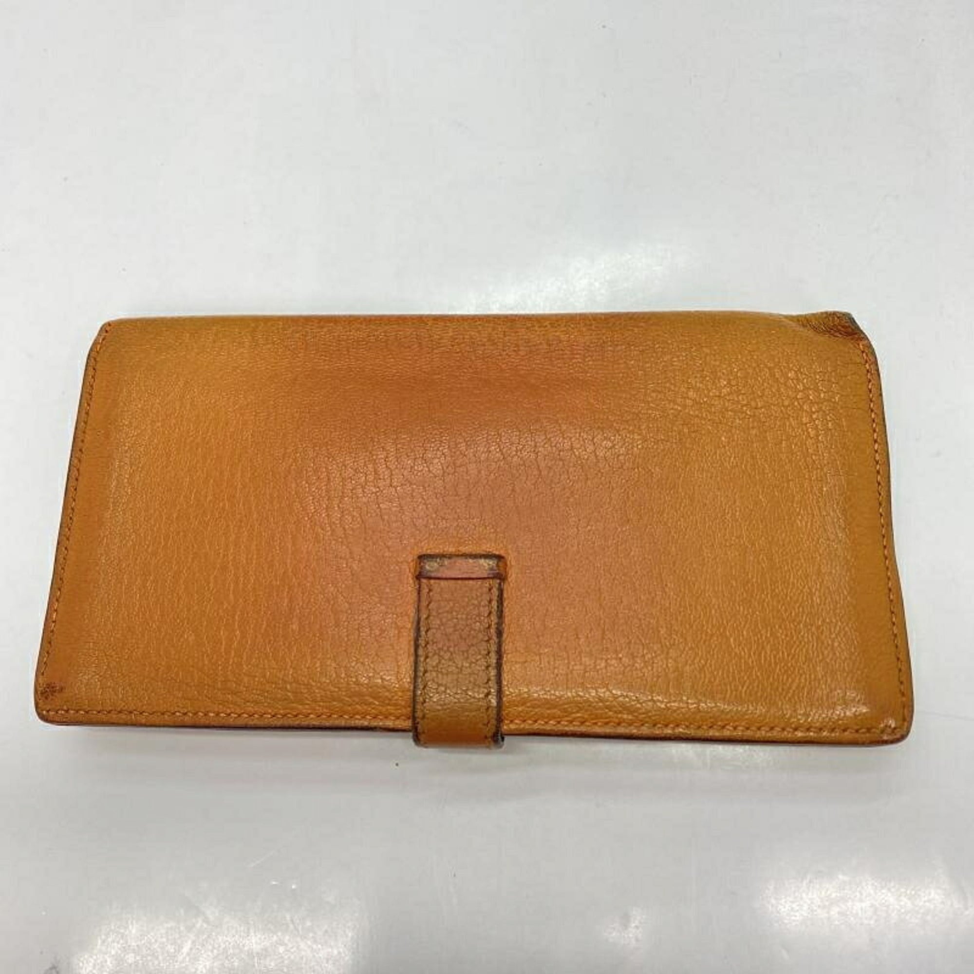 Hermes Bearn Orange Long Wallet (Bi-Fold) (Pre-Owned)