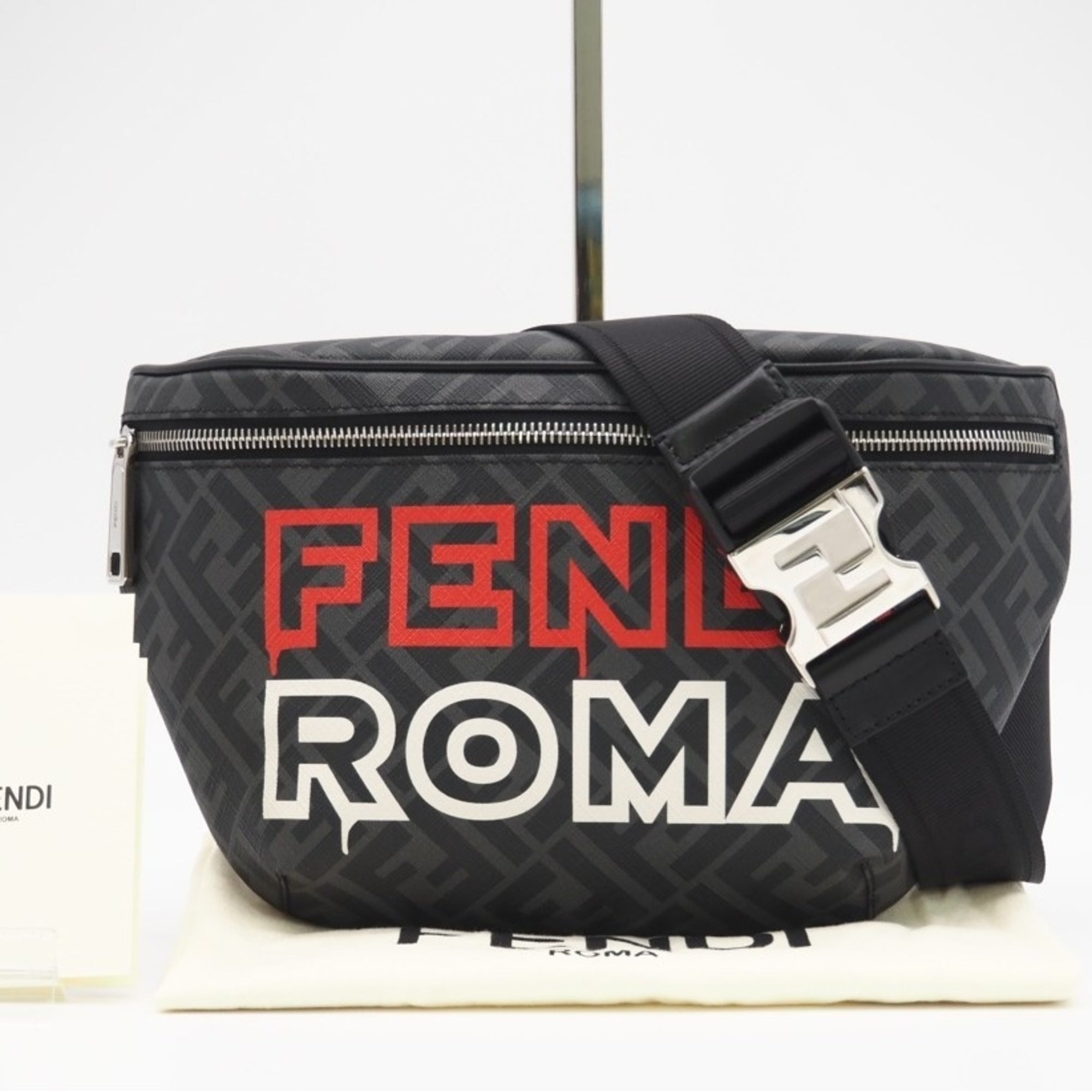 Fendi Gray Coated Canvas Fanny Pack (Pre-Owned)