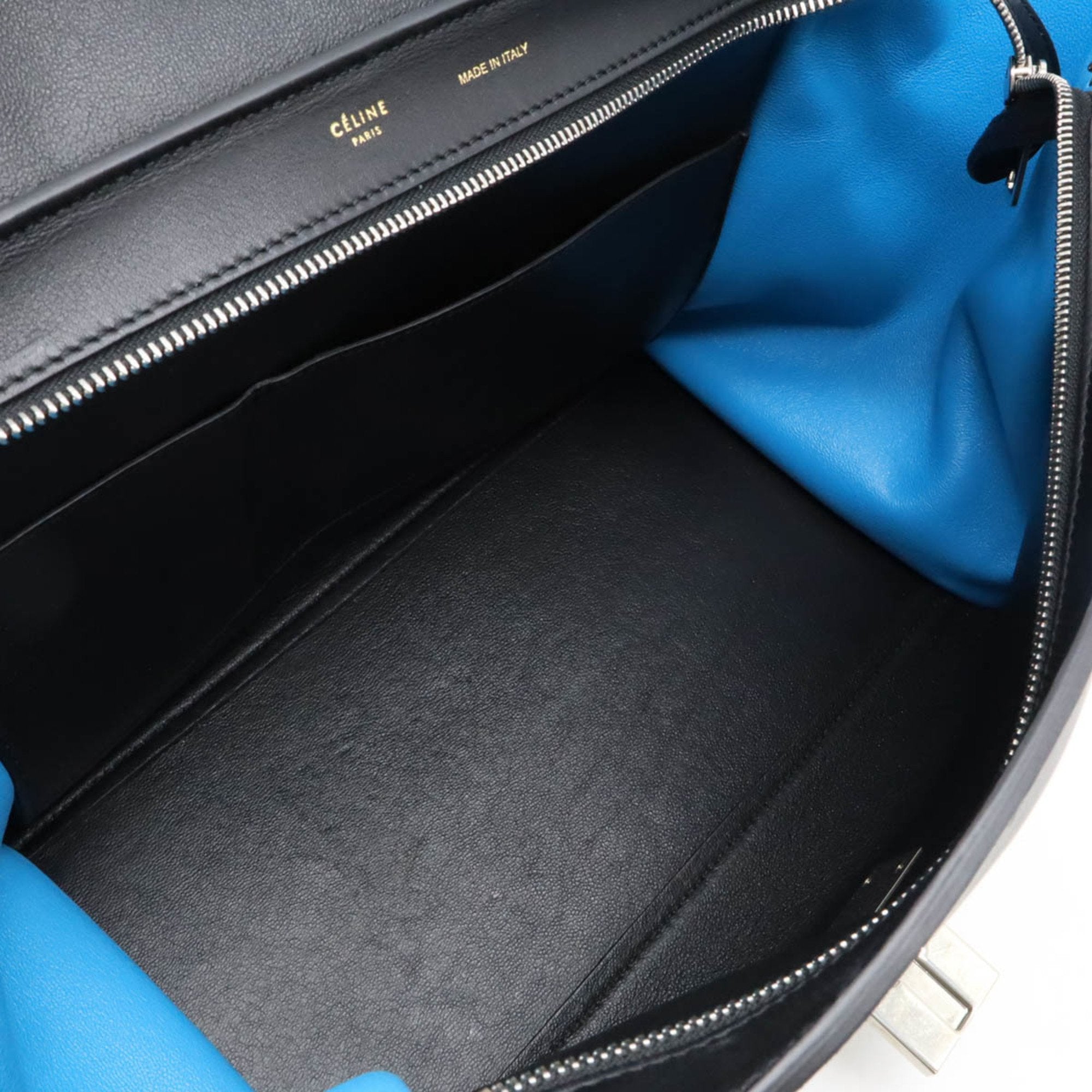 Celine Trapeze Black Blue Dark Brown Suede Leather Handbag Shoulder Bag (Pre-Owned)