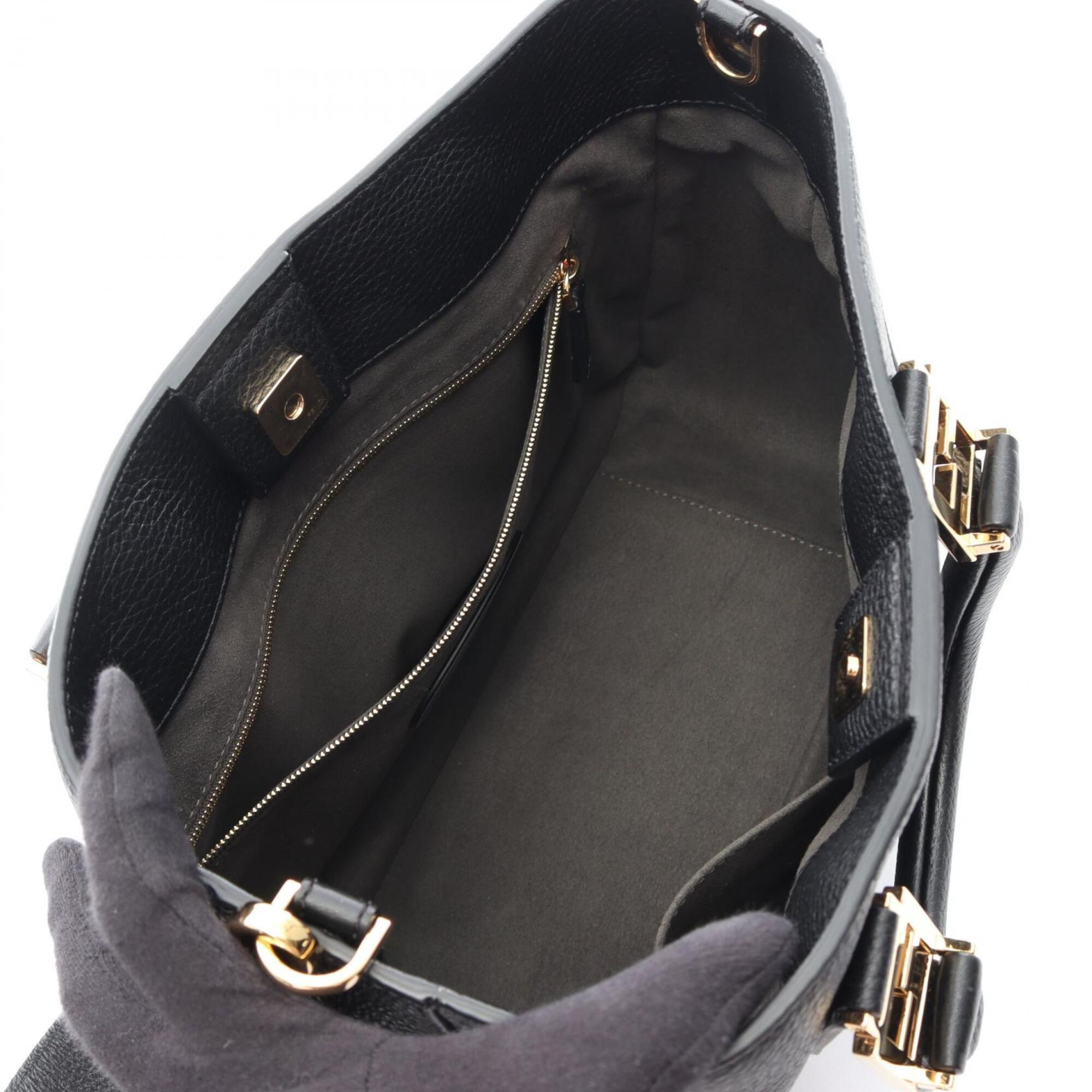 Fendi Black Leather Handbag Tote Bag (Pre-Owned)