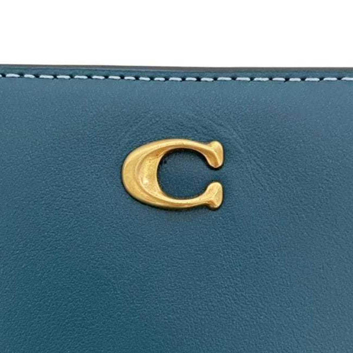 Coach Blue Green Leather Long Wallet (Bi-Fold) (Pre-Owned)