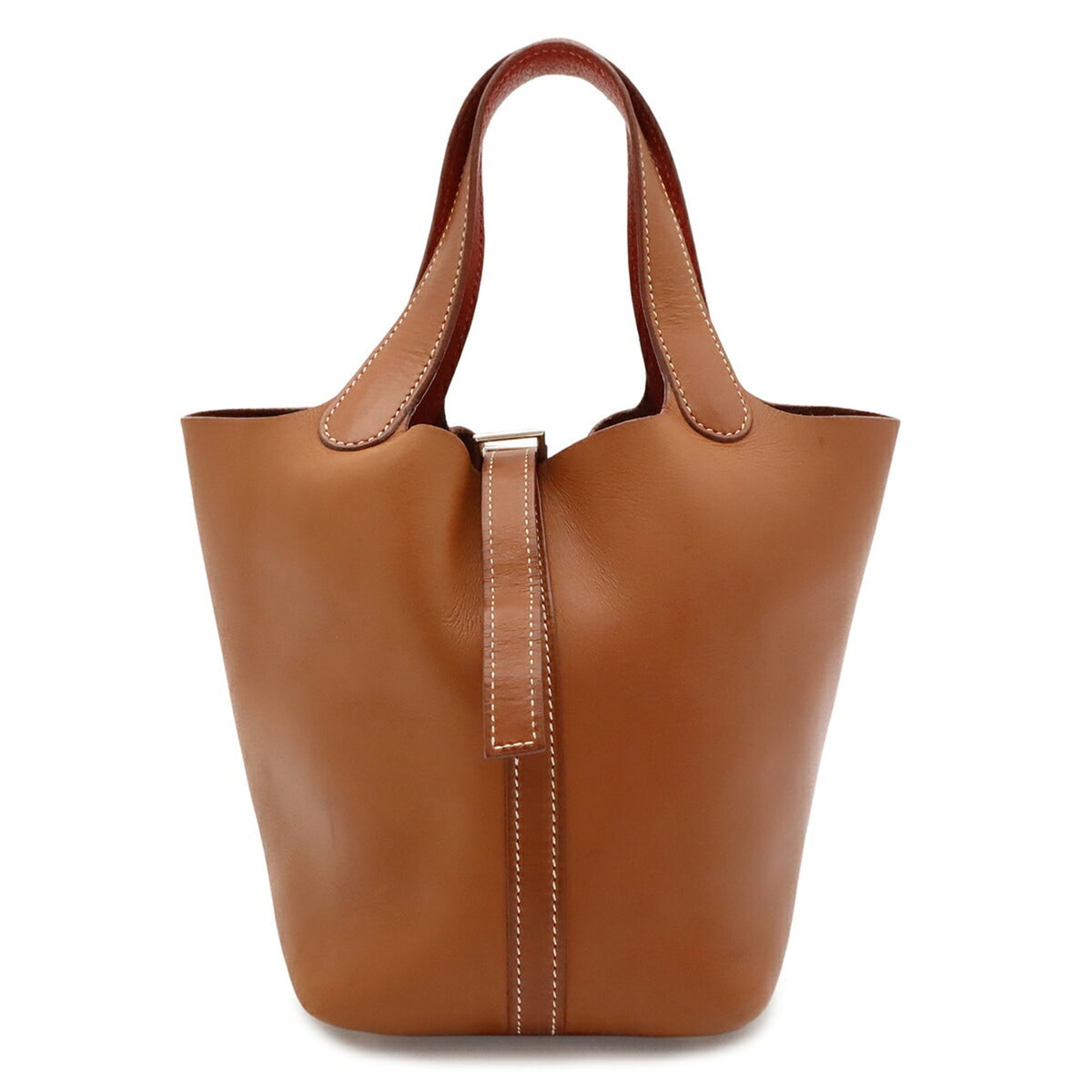 Hermes Brown Red Color Barenia Leather Handbag Tote Bag (Pre-Owned)