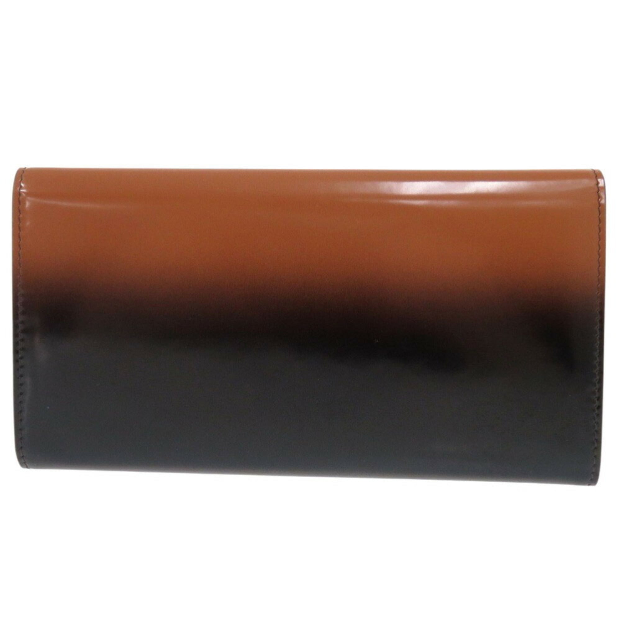 Salvatore Ferragamo Black Brown Leather Long Wallet (Bi-Fold) (Pre-Owned)