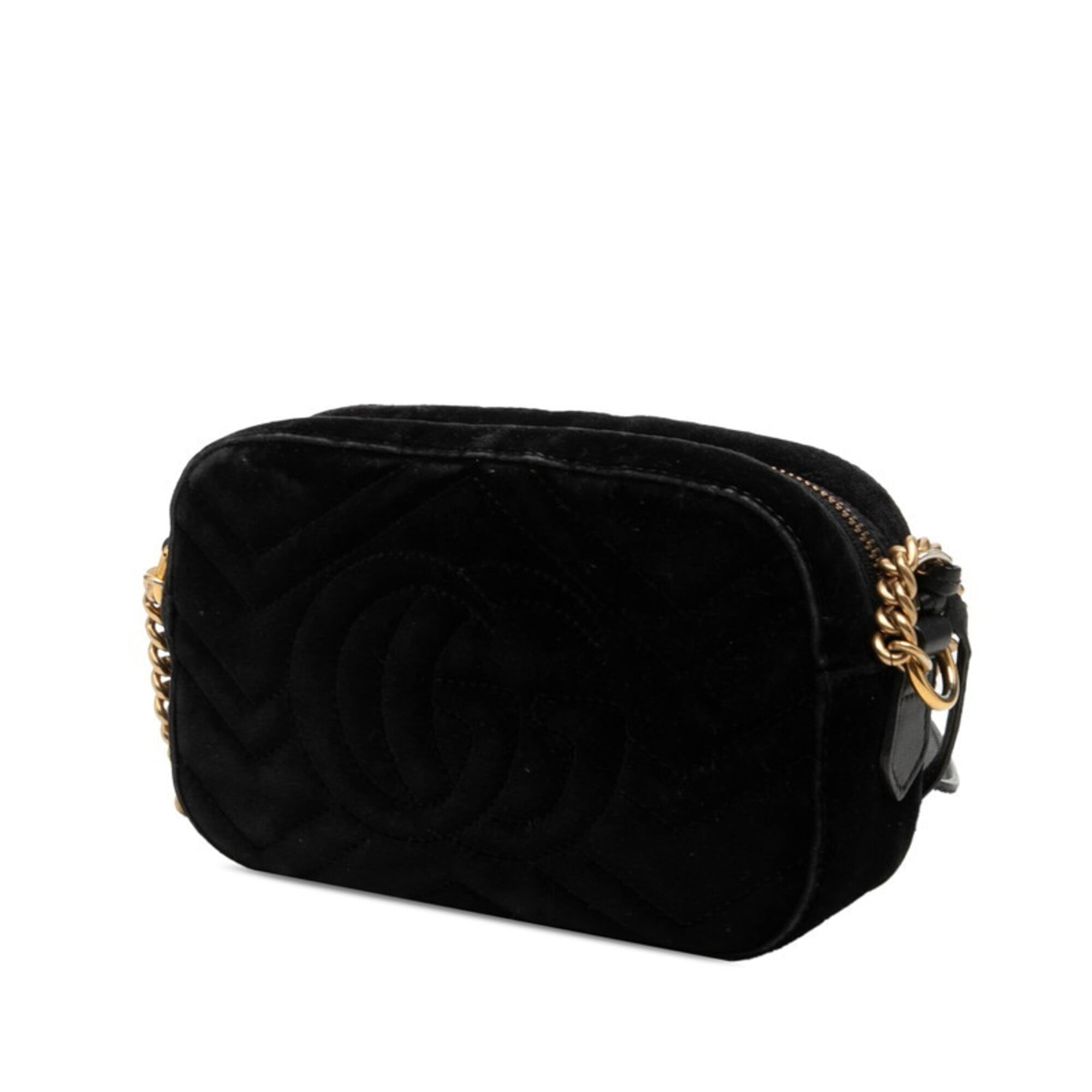 Gucci Black Velvet Leather Shoulder Bag (Pre-Owned)