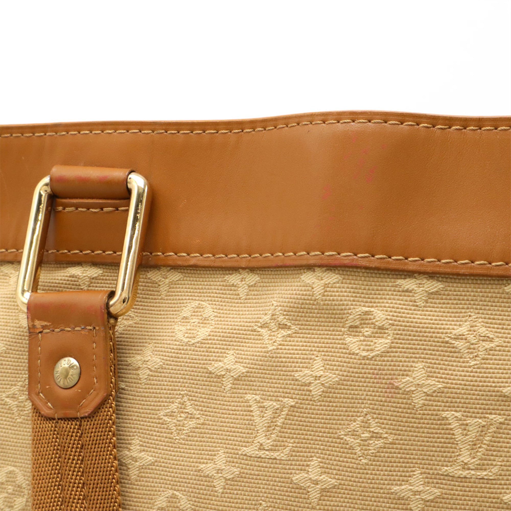Louis Vuitton Beige Canvas Leather Shoulder Bag Tote Bag (Pre-Owned)
