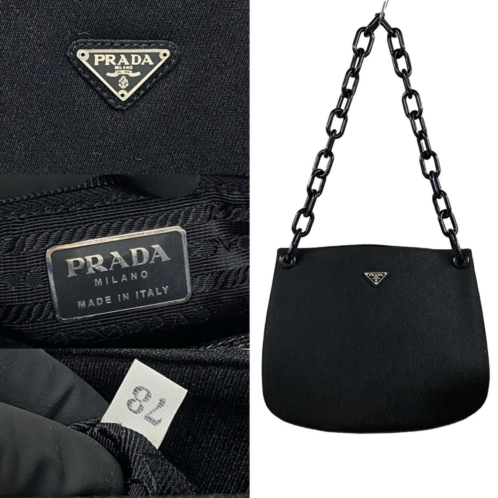 Prada Black Canvas Plastic Shoulder Bag (Pre-Owned)