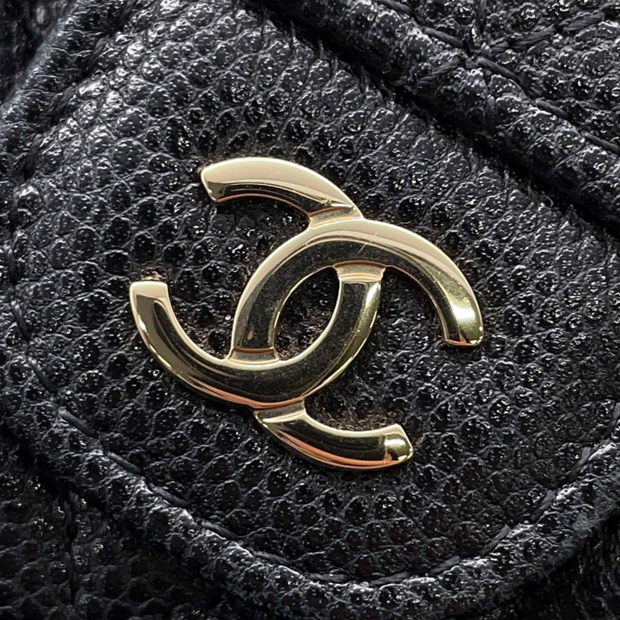 Chanel Matelasse Black Grained Calfskin Wallet (Tri-Fold) (Pre-Owned)