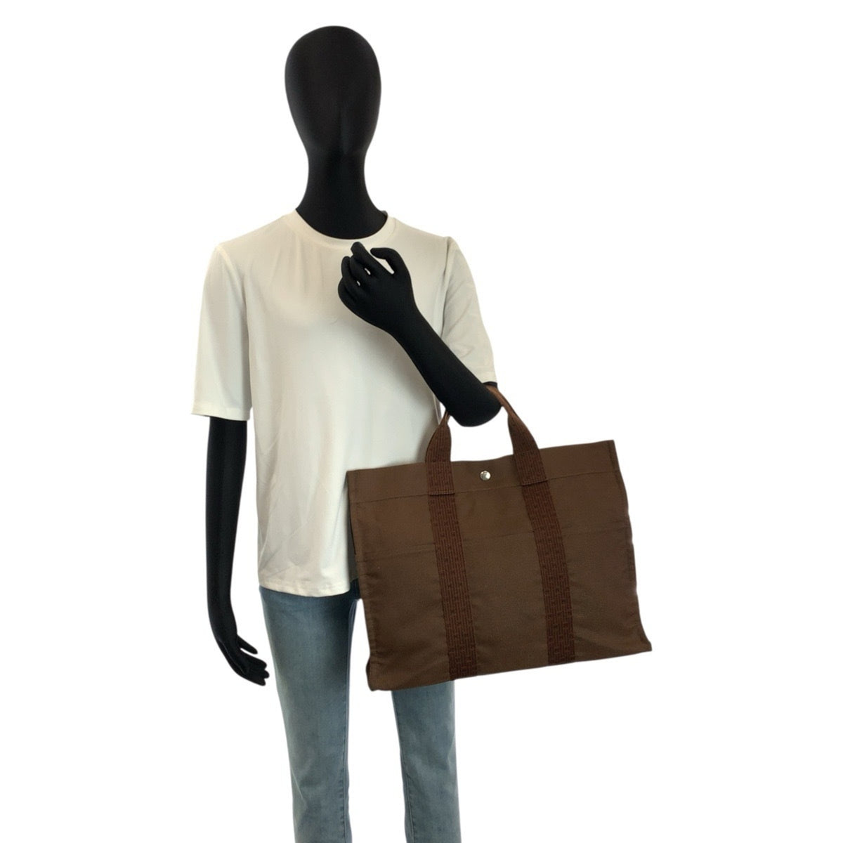 Hermes Brown Polyamide Handbag Tote Bag (Pre-Owned)