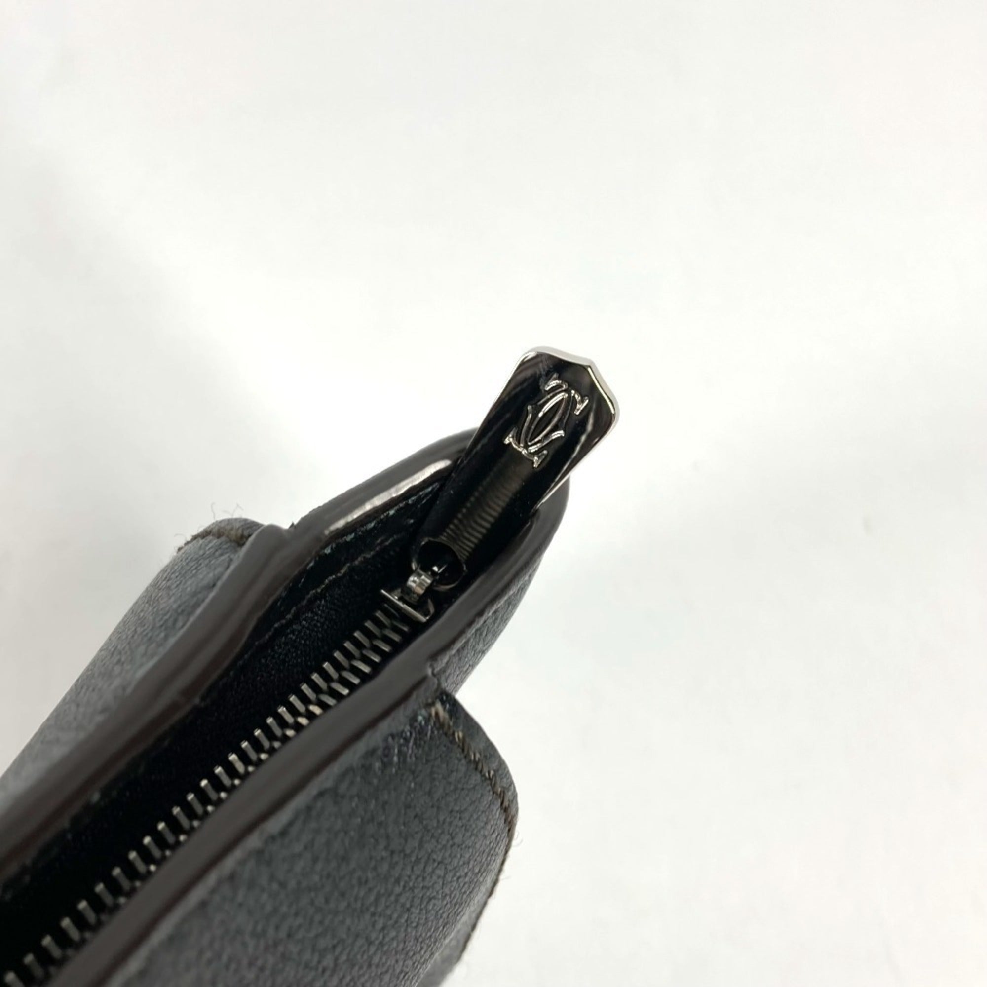 Cartier Black Leather Clutch Bag Handbag Pouch (Pre-Owned)