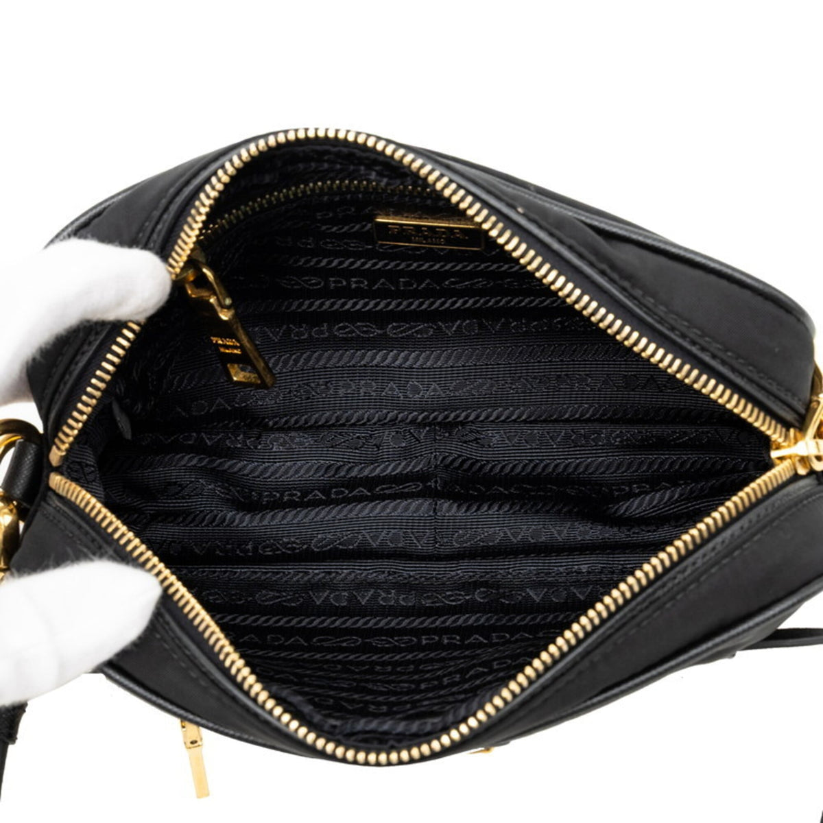 Prada Black Nylon Leather Shoulder Bag (Pre-Owned)