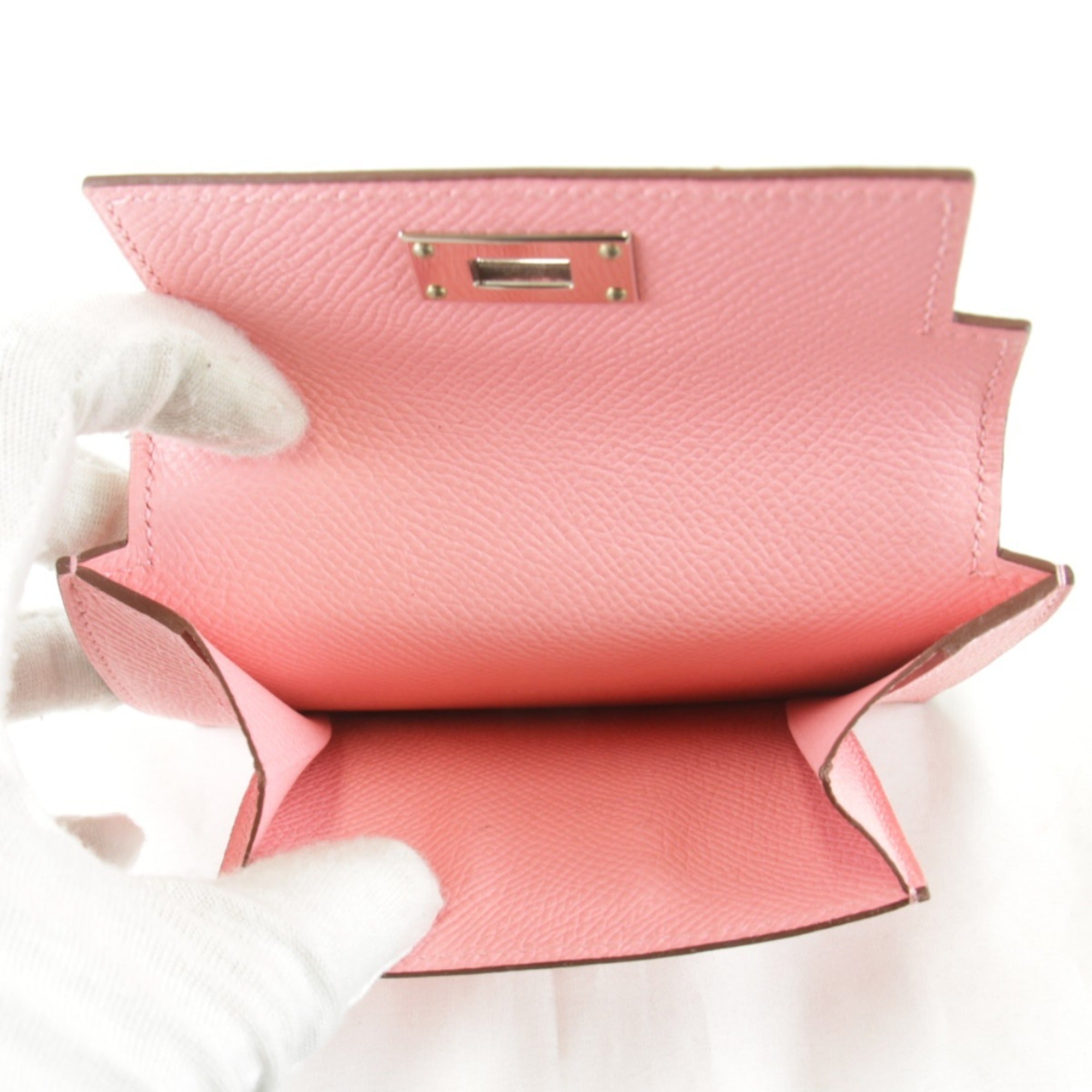 Hermes Kelly Pink Leather Coin Purse/Coin Case (Pre-Owned)