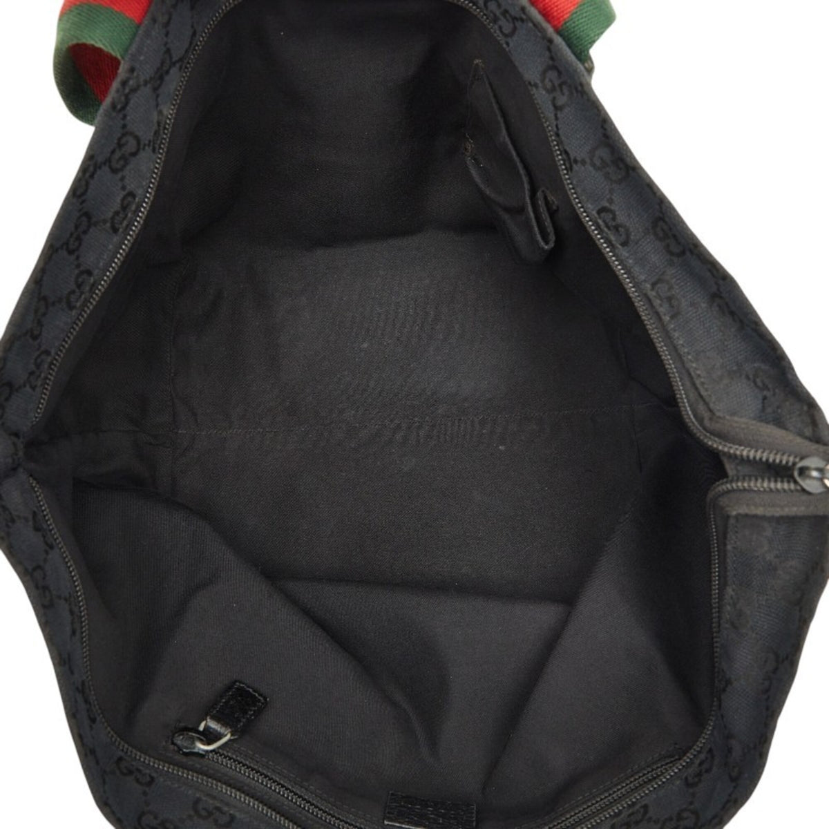 Gucci Black Green Red Color Canvas Leather Handbag Tote Bag (Pre-Owned)