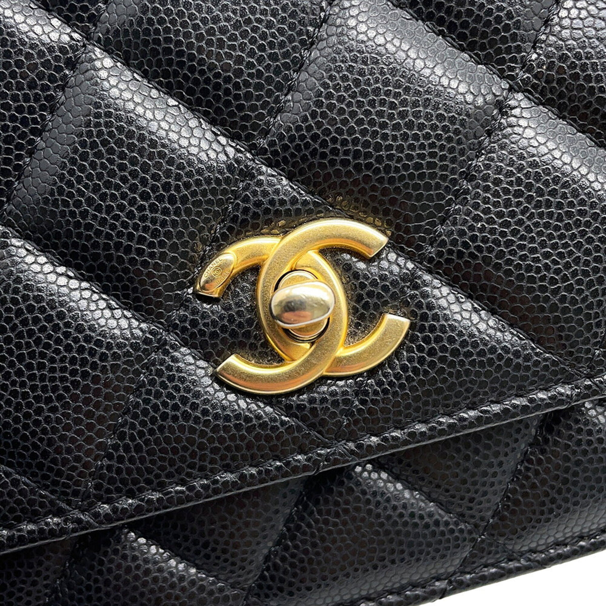 Chanel Black Grained Calfskin Chain/Shoulder Wallet (Pre-Owned)