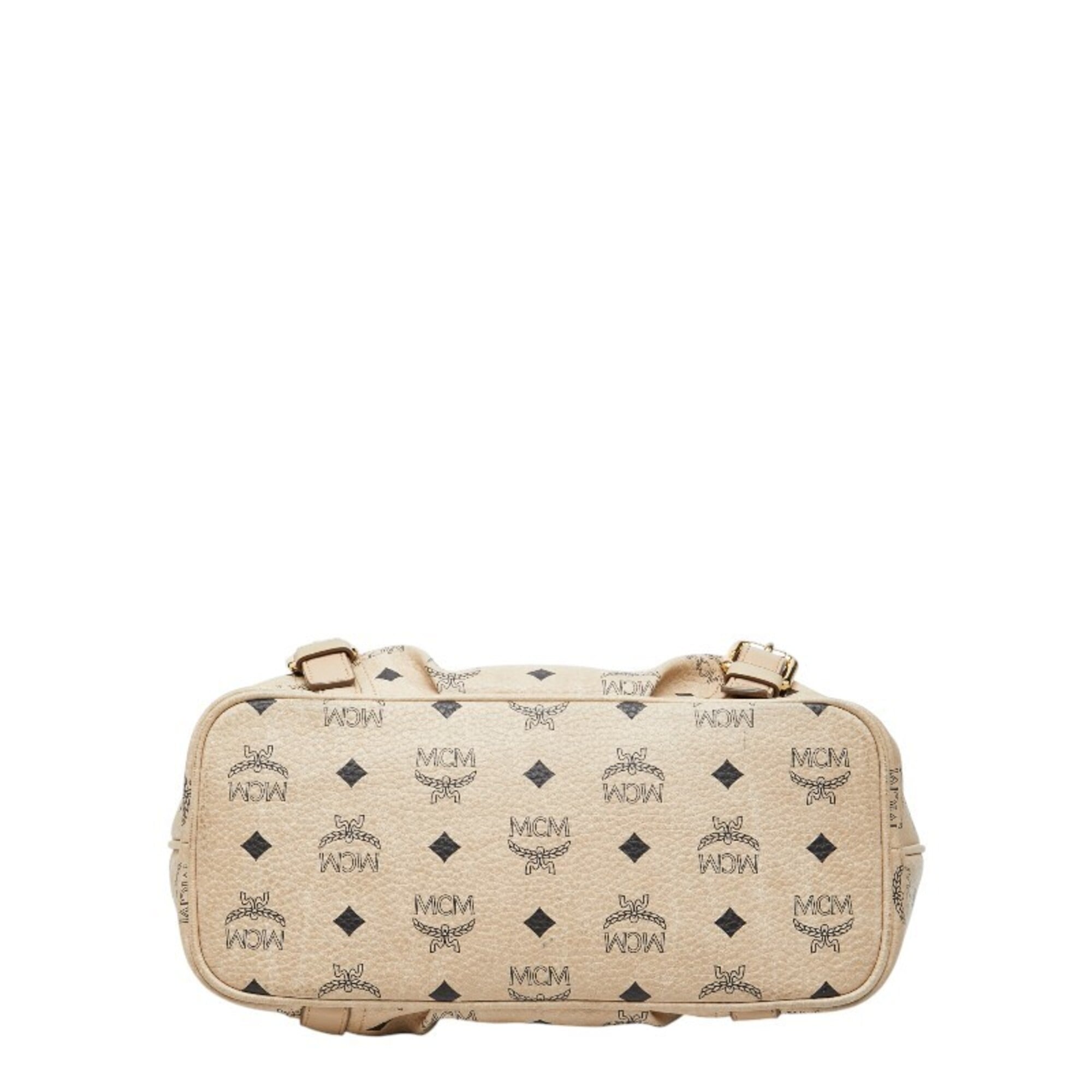 Mcm Visetos Beige Leather Handbag Shoulder Bag (Pre-Owned)
