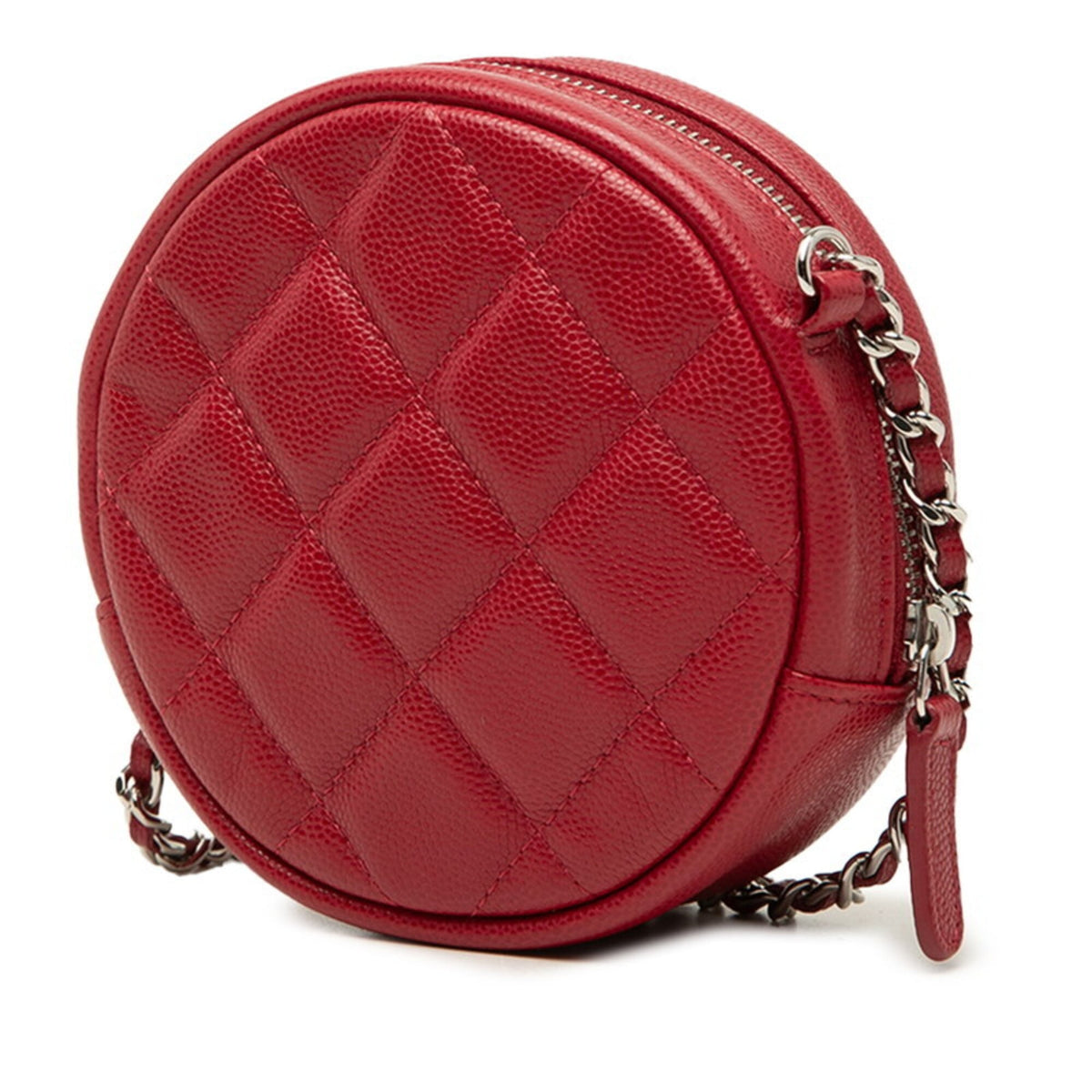 Chanel Red Color Grained Calfskin Shoulder Bag (Pre-Owned)