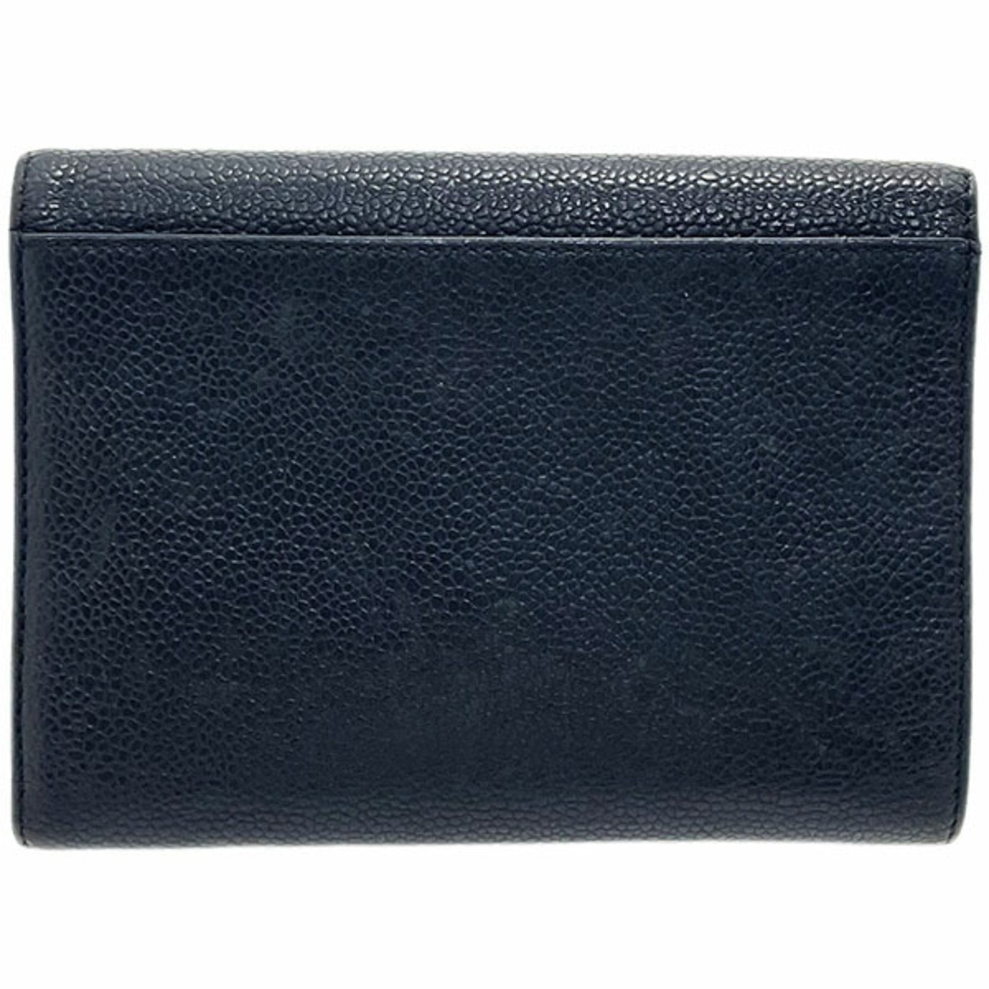 Chanel Black Grained Calfskin Wallet (Tri-Fold) (Pre-Owned)