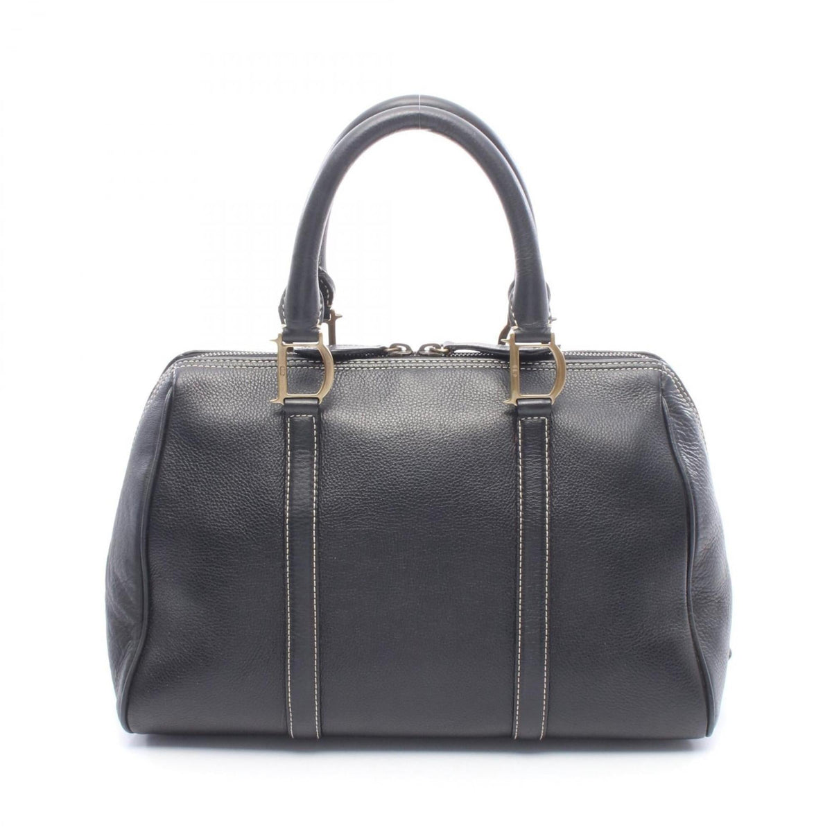 Christian Dior Black Leather Boston Bag Handbag (Pre-Owned)