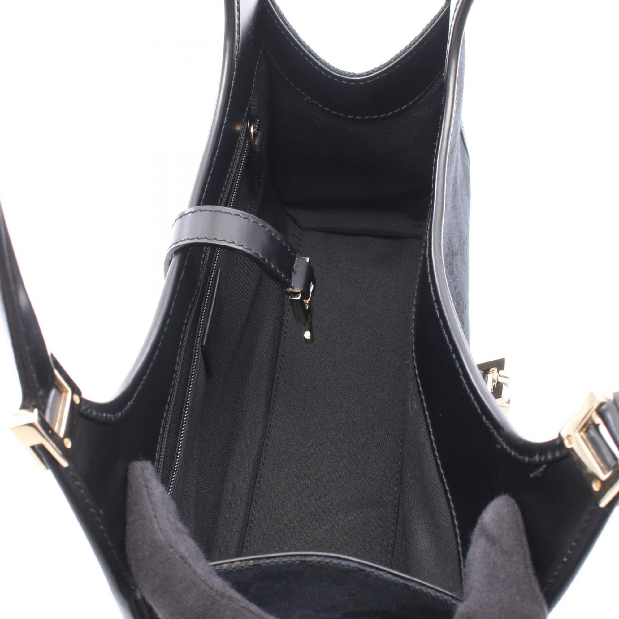 Gucci Black Canvas Leather Handbag (Pre-Owned)
