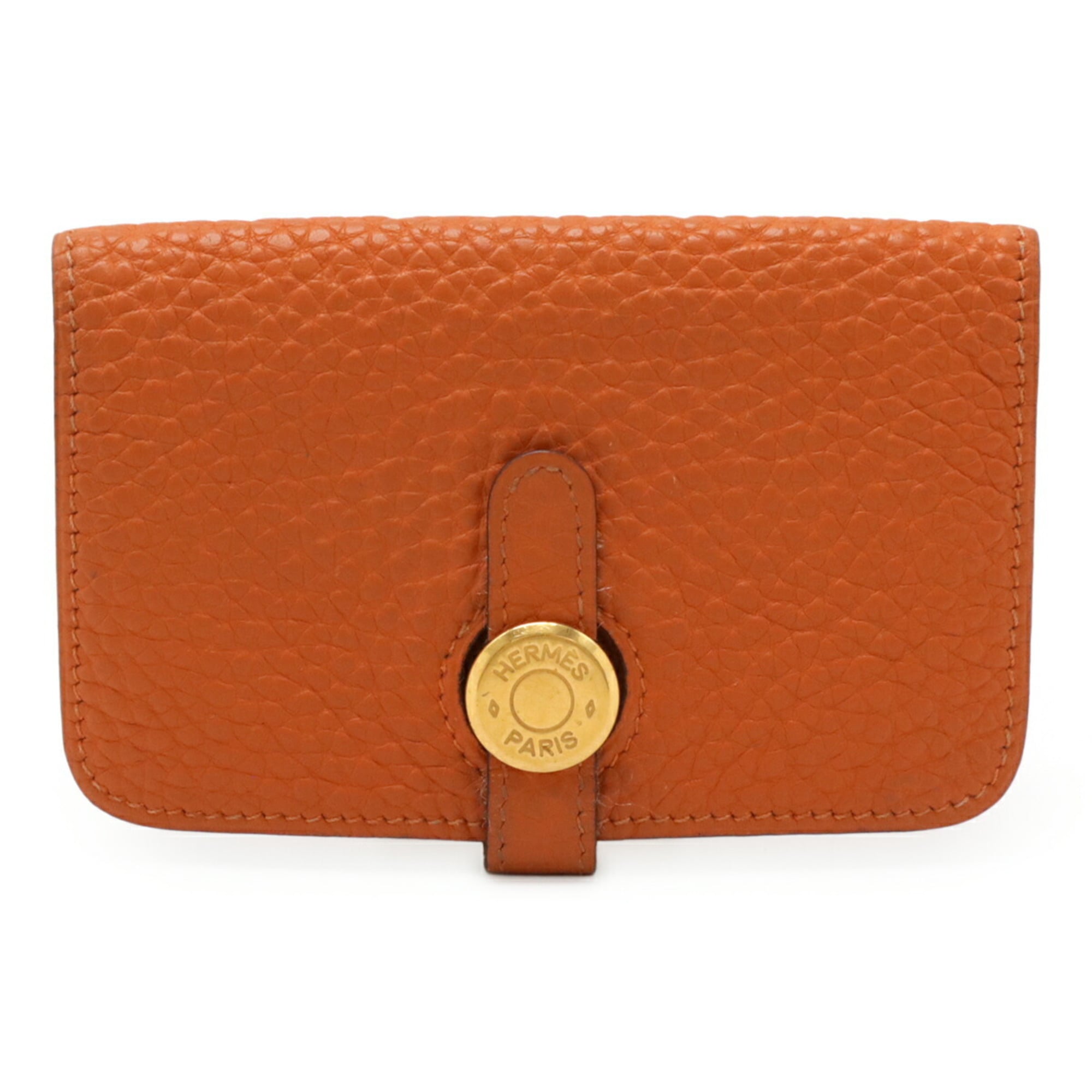 Hermes Orange Togo Leather Coin Purse/Coin Case (Pre-Owned)